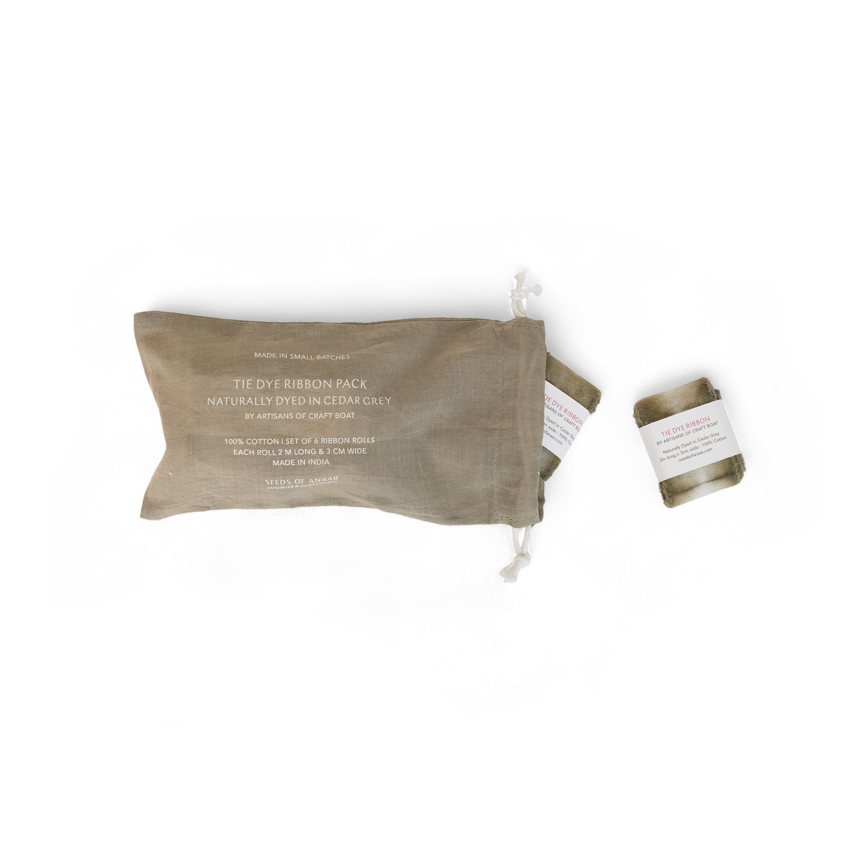 Cedar Gray - Natural Cotton Ribbon Pack (Set of 6)