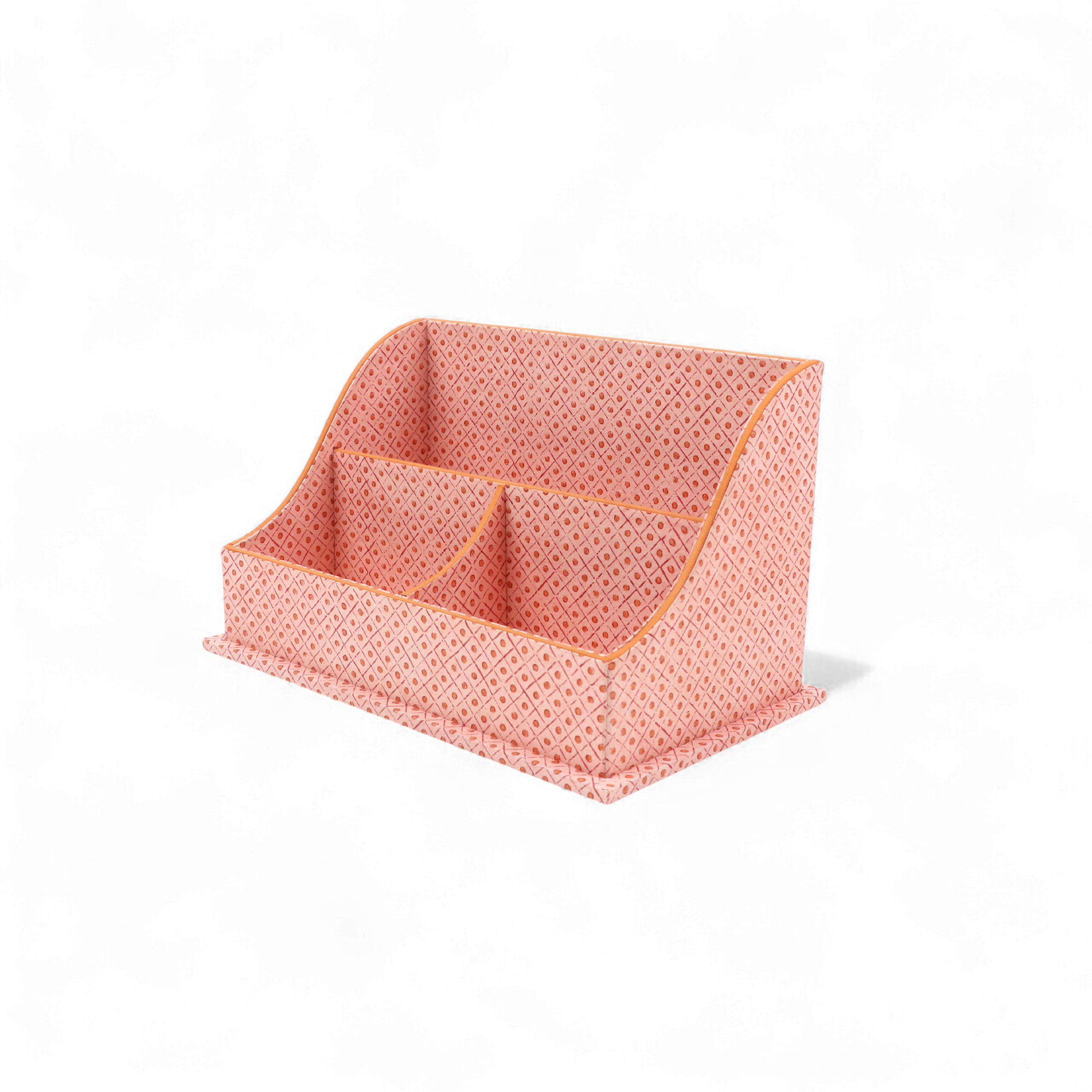 Amber Grid – Hand Block Printed Letter Sorter (10" x 6" x 6")