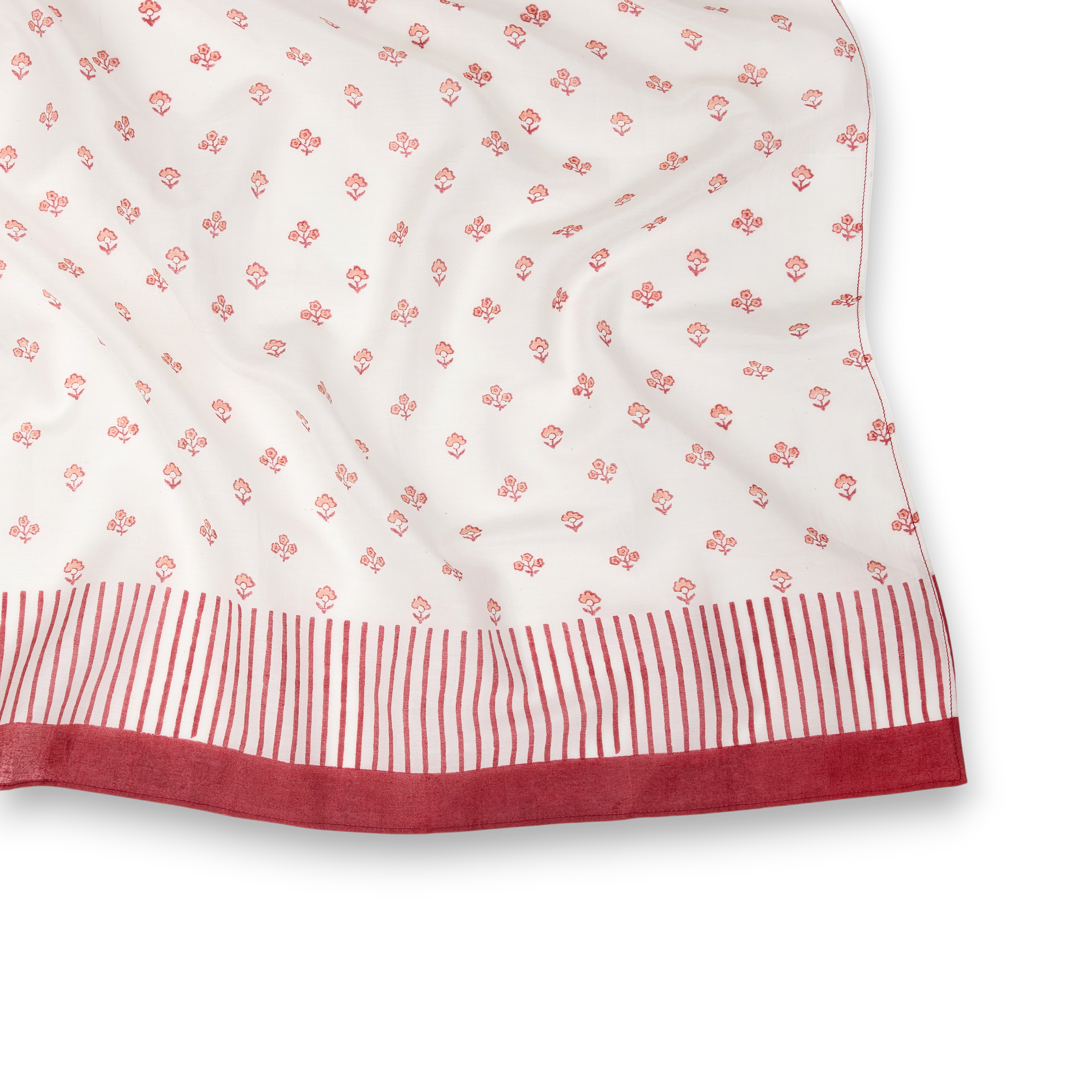 Aira Blush – Hand Block Printed Cotton Silk Scarf (27" x 27")