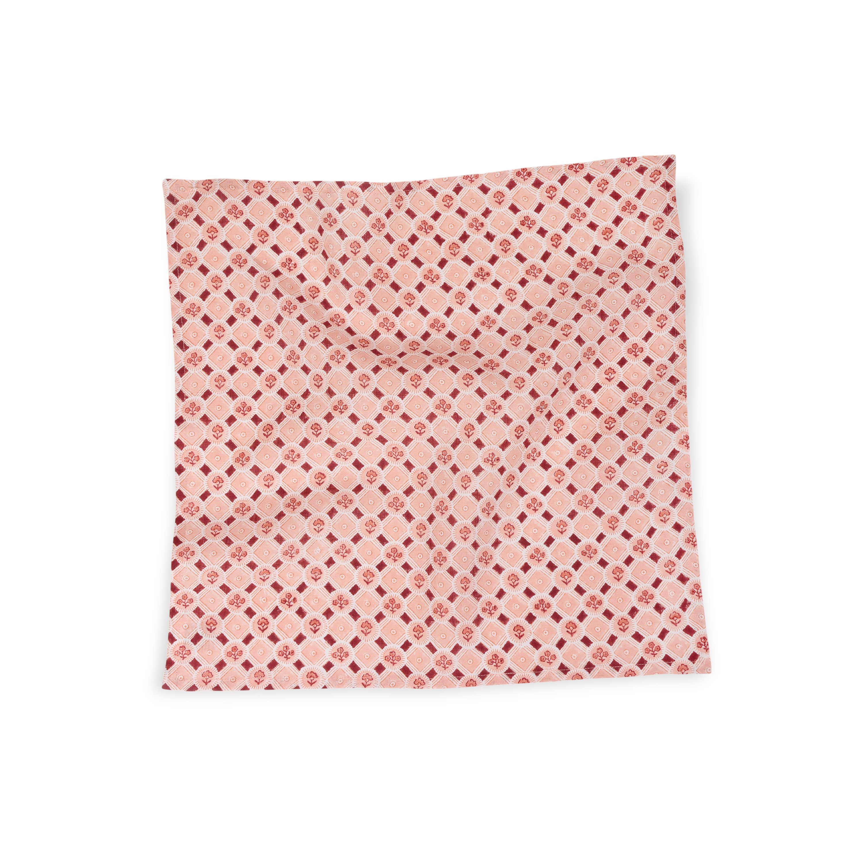 Noor Blush – Hand Block Printed Linen Napkin (Set of 2) (18" x 18")