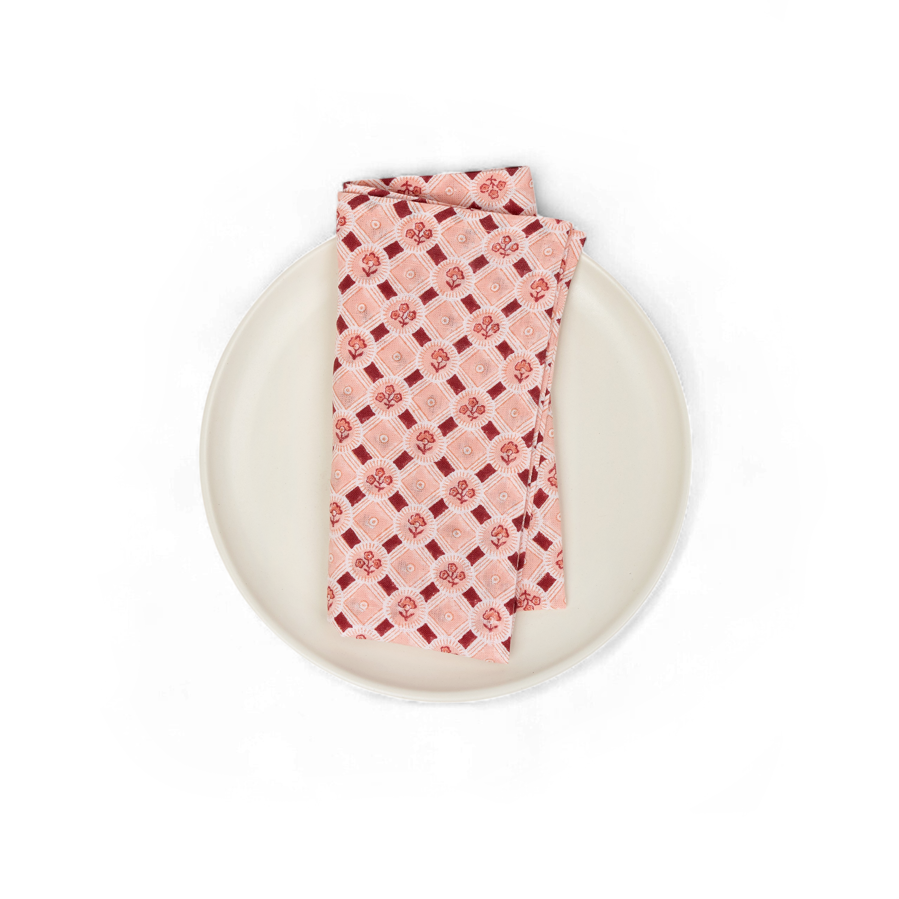 Noor Blush – Hand Block Printed Linen Napkin (Set of 2) (18" x 18")