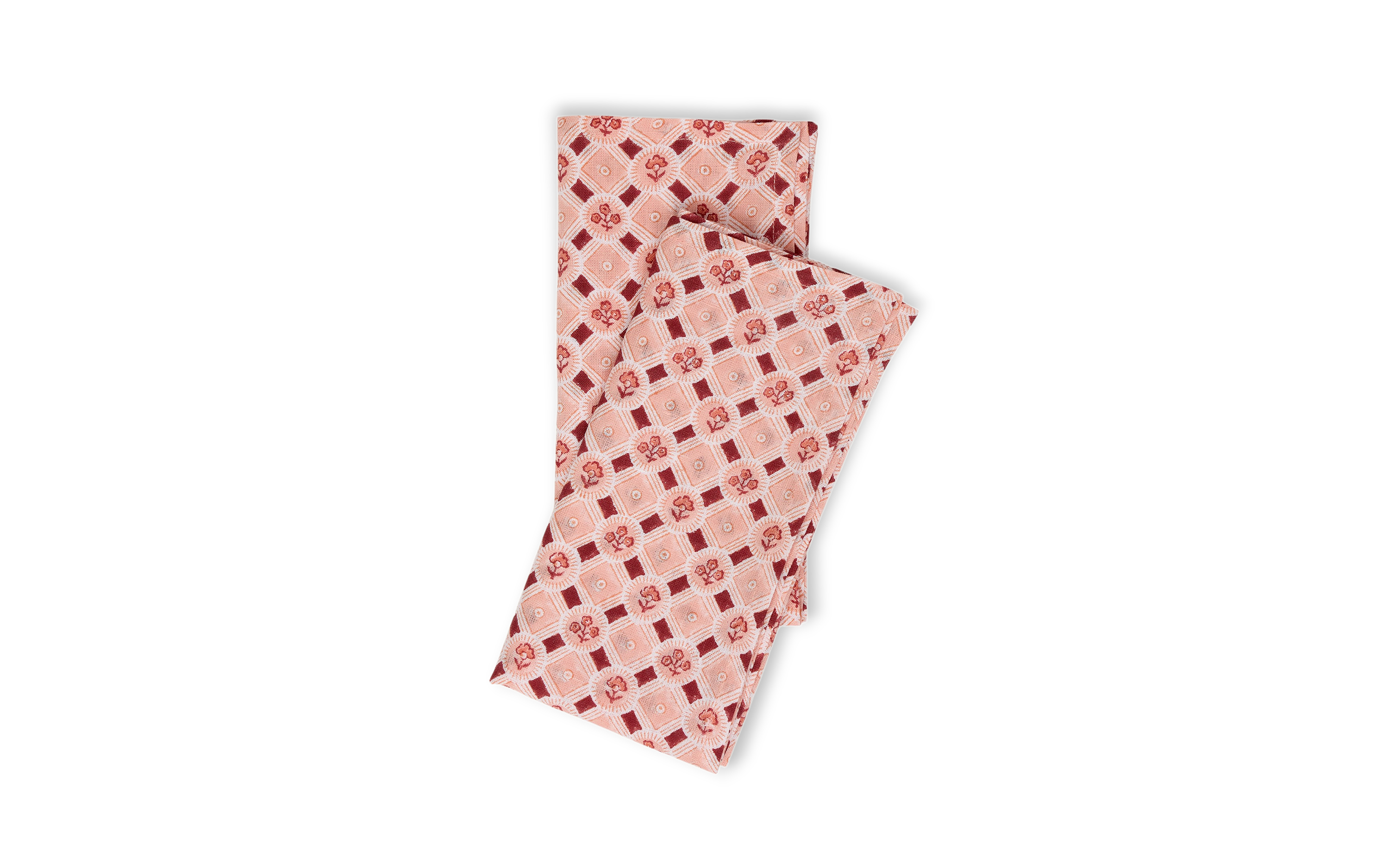 Noor Blush – Hand Block Printed Linen Napkin (Set of 2) (18" x 18")