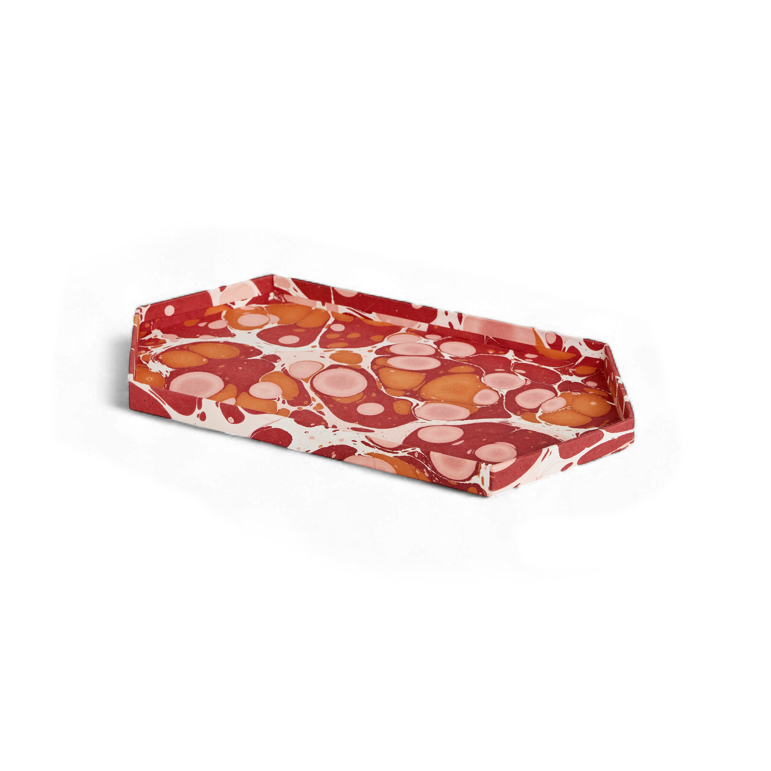 Amber Stone – Hand Marbled Hexagon Tray Set (Set of 2) (Large: 13" x 7" x 0.75")