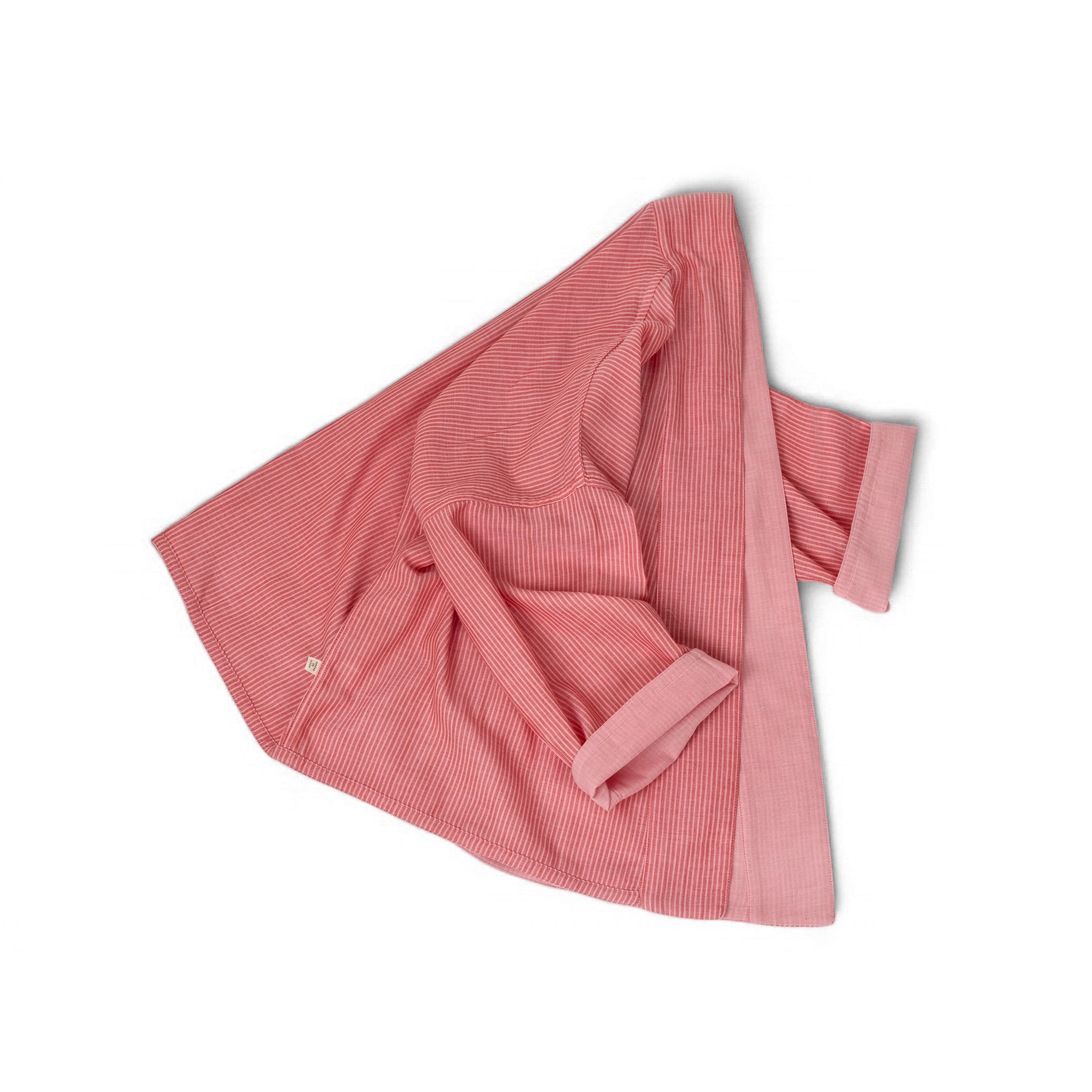Pinstripe Kimono – Double Cotton Gauze Duster in Blush Red (Sizes: S/M and L/XL)
