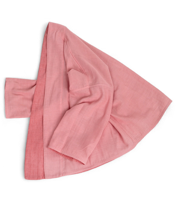 Pinstripe Kimono – Double Cotton Gauze Duster in Blush Red (Sizes: S/M and L/XL)