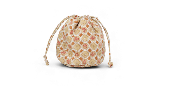 Noor Ochre – Hand Block Printed Quilted Pouch (Jewelry & Beauty Organizer)
