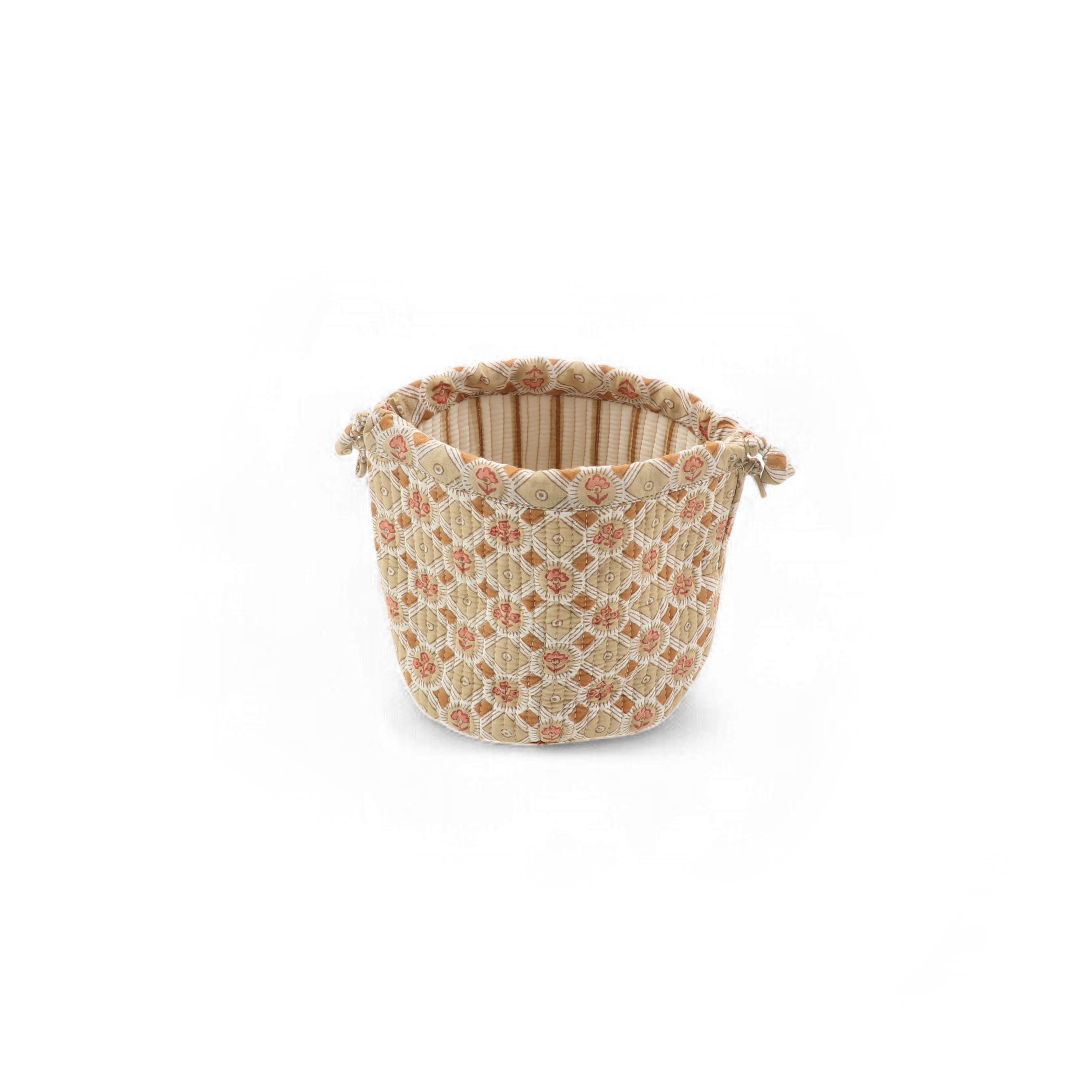 Noor Ochre – Hand Block Printed Quilted Pouch (Jewelry & Beauty Organizer)