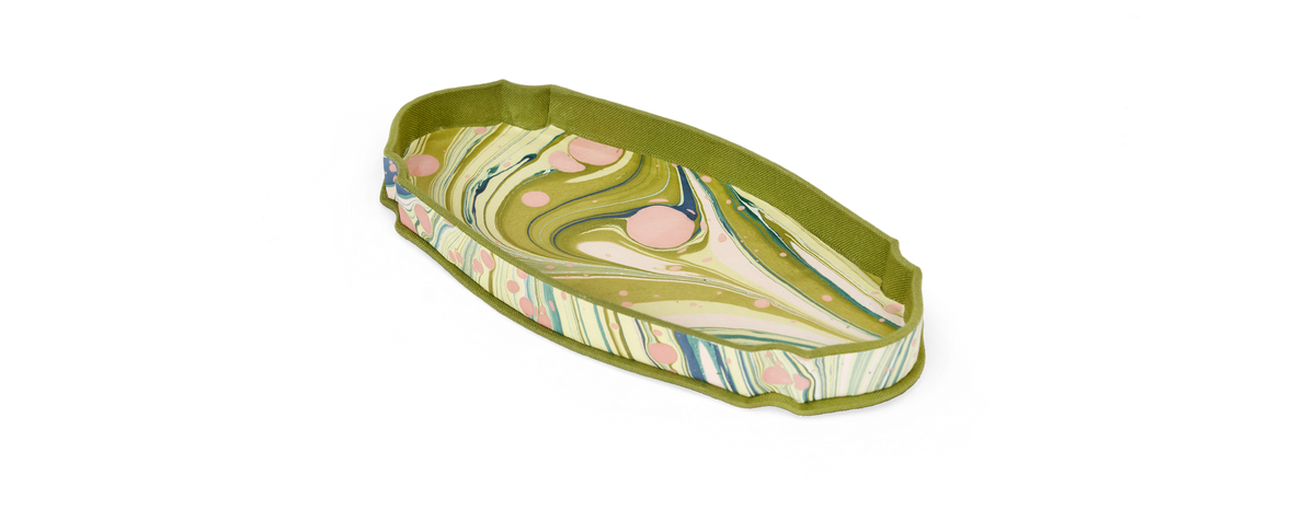 Meadow Swirl – Hand Marbled Crest Tray (9.25" x 4.75" x 1")