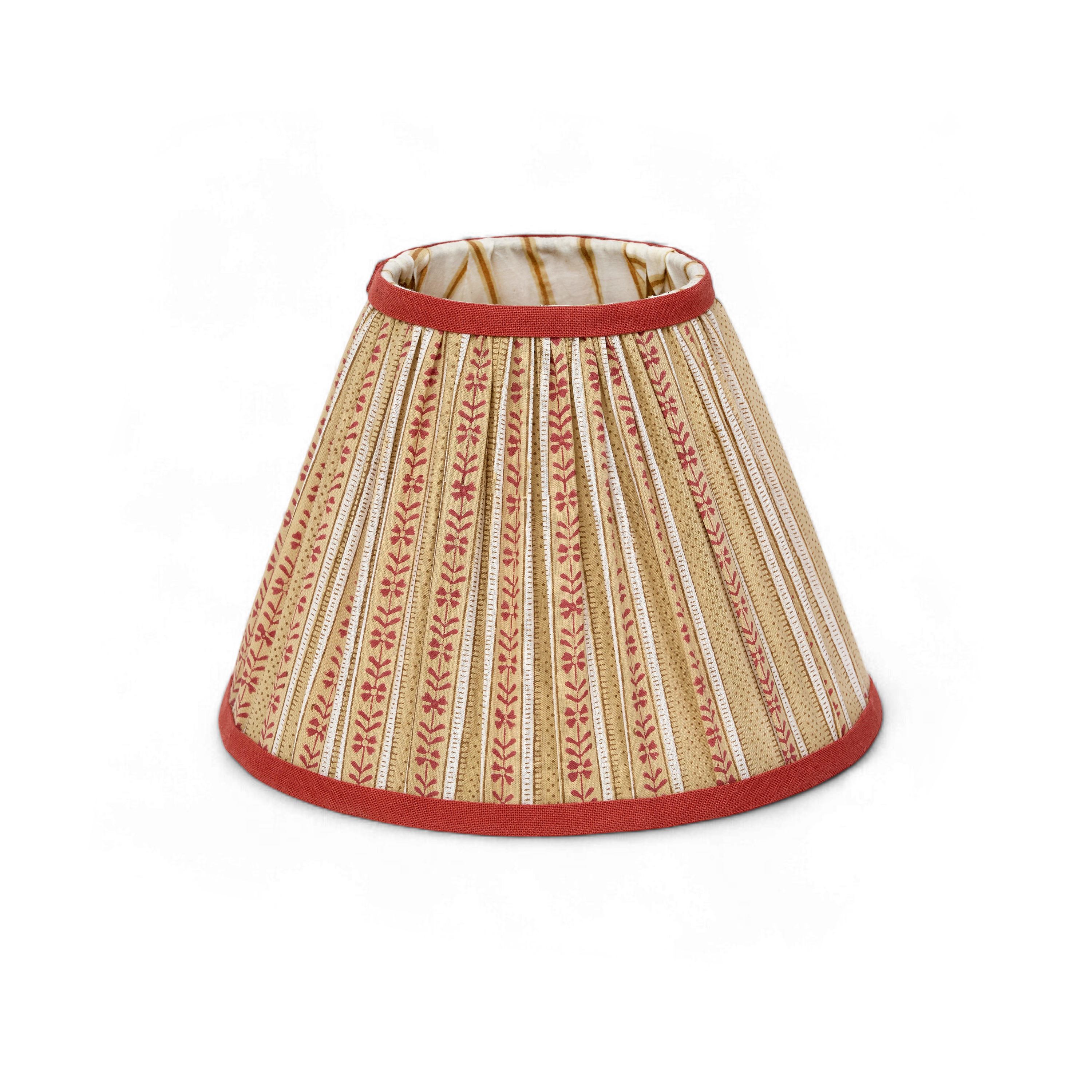 Reva Amber Shade – Hand Block Printed Pleated Lampshade (Spider Fitting | 6.25” H x 9” B x 4.25” Top)