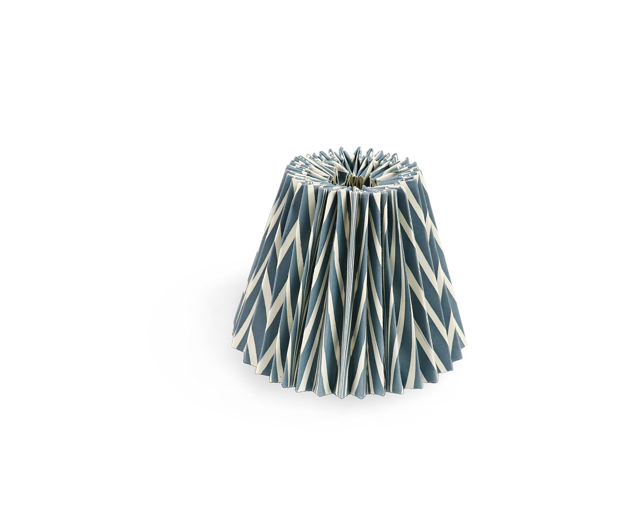 Indigo Drift – Hand Marbled Pleated Lampshade (5.5” H x 6.75” W x 3.5” Ø | 100% Recycled Cotton Paper)