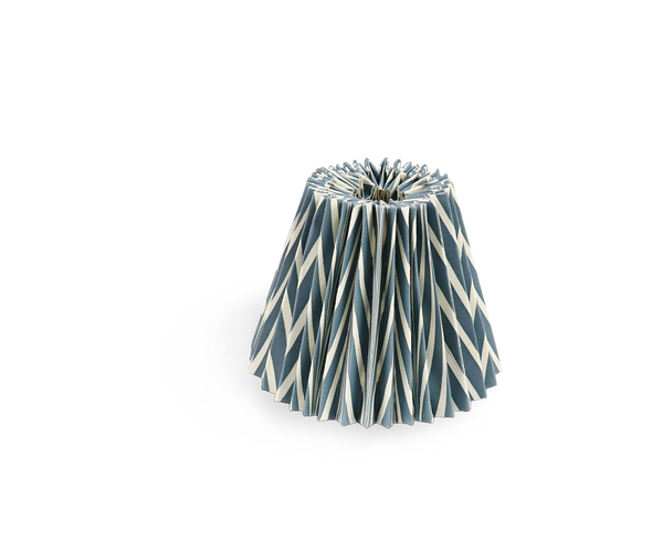 Indigo Drift – Hand Marbled Pleated Lampshade (5.5” H x 6.75” W x 3.5” Ø | 100% Recycled Cotton Paper)