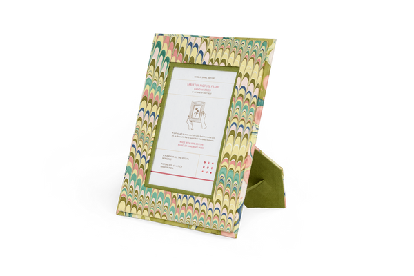 Meadow Wave – Hand Marbled Tabletop Picture Frame (7.25