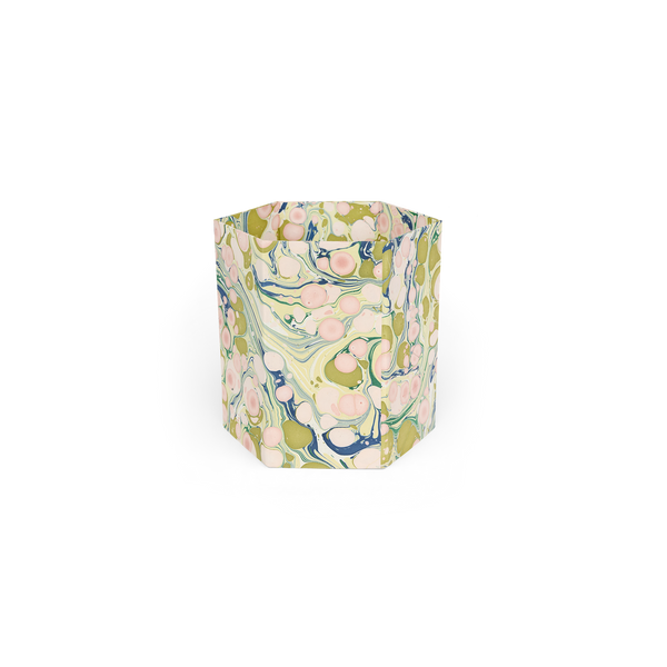 Meadow Stone – Hand Marbled Scalloped Basket (9.5