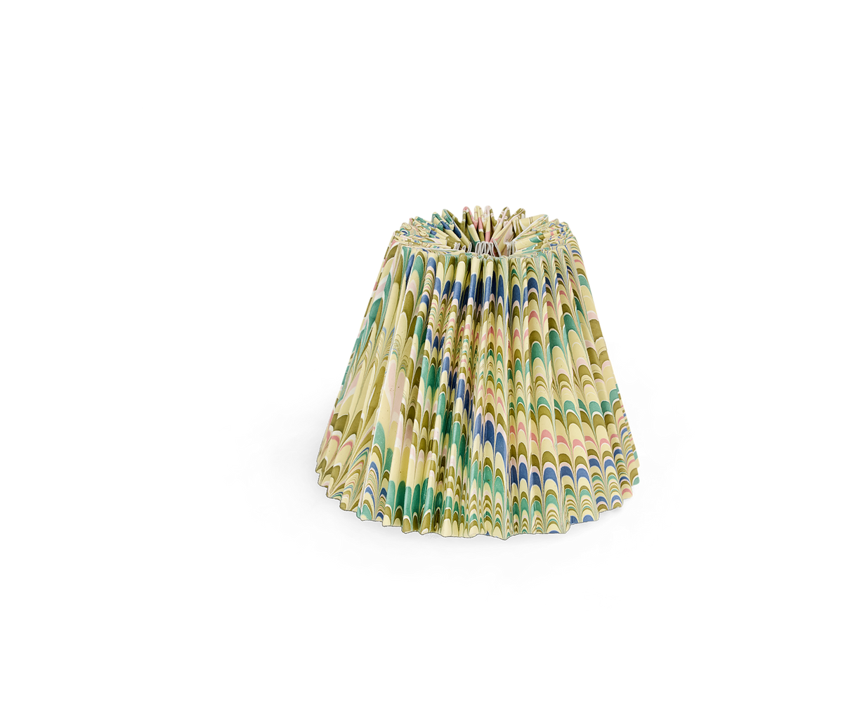 Meadow Wave – Hand Marbled Pleated Lampshade (5.5” H x 6.75” W x 3.5” Ø | 100% Recycled Cotton Paper)