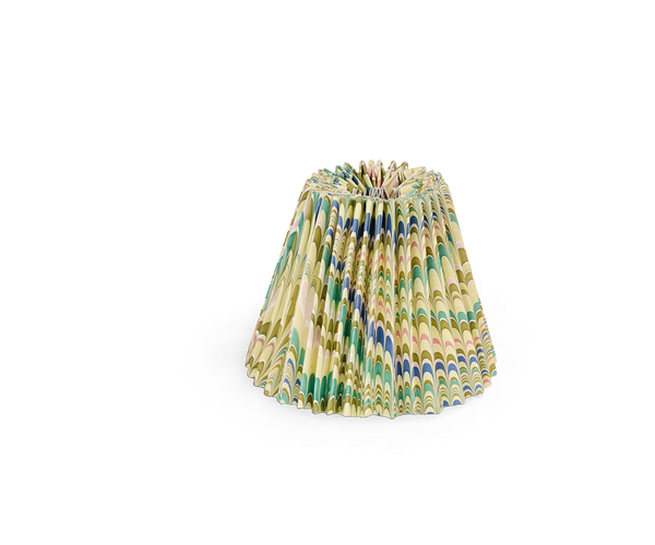 Meadow Wave – Hand Marbled Pleated Lampshade (5.5” H x 6.75” W x 3.5” Ø | 100% Recycled Cotton Paper)