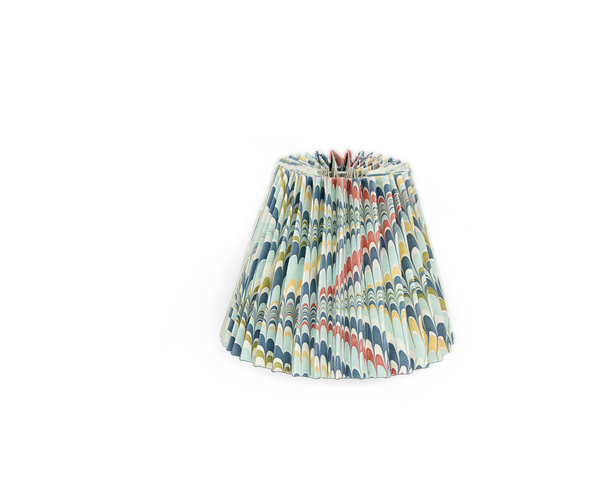 Ocean Wave – Hand Marbled Pleated Lampshade (5.5” H x 6.75” W x 3.5” Ø | 100% Recycled Cotton Paper)