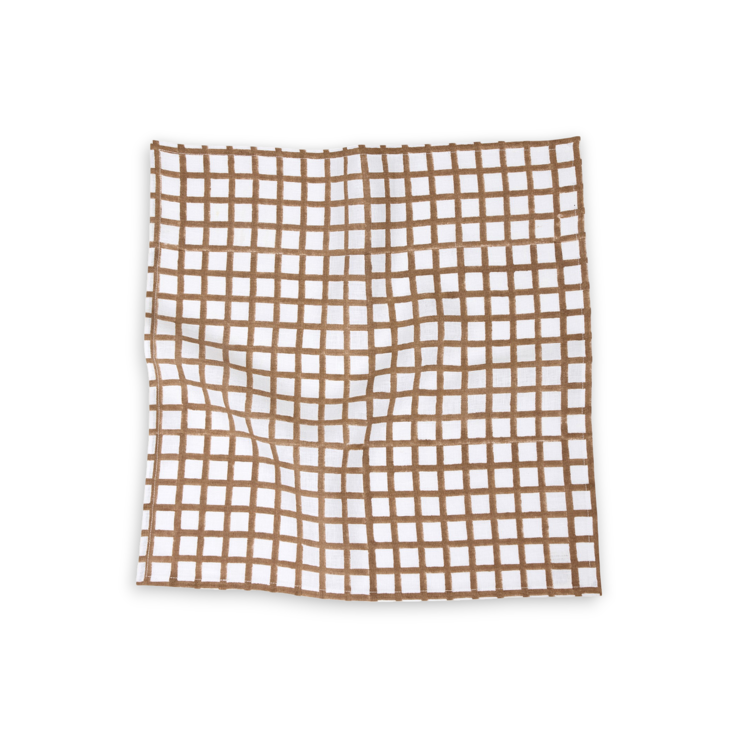 Clay Gridline Hand Block Printed Linen Napkin - Thumbnail 2