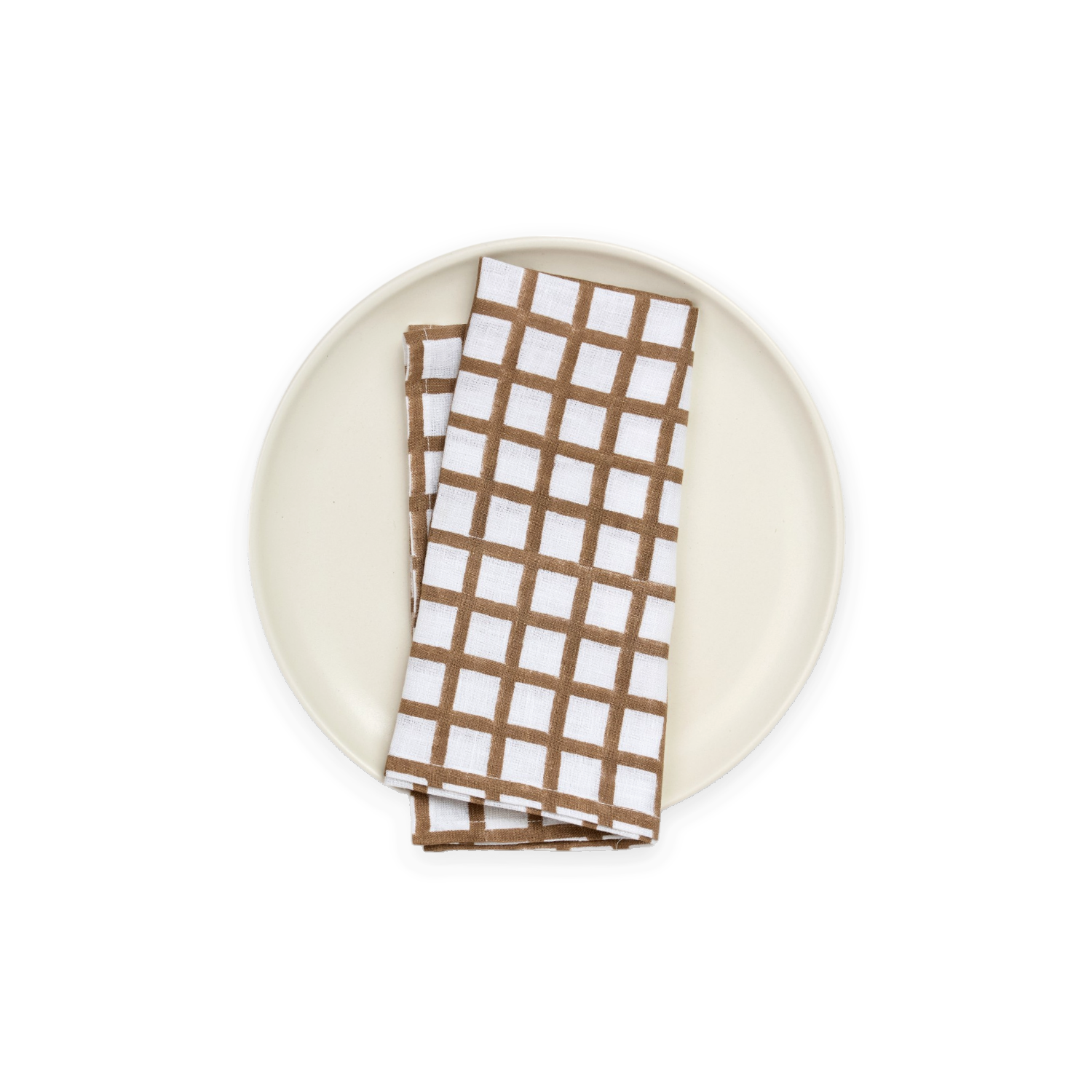 Clay Gridline – Hand Block Printed Linen Napkin (Set of 2) (18" x 18")