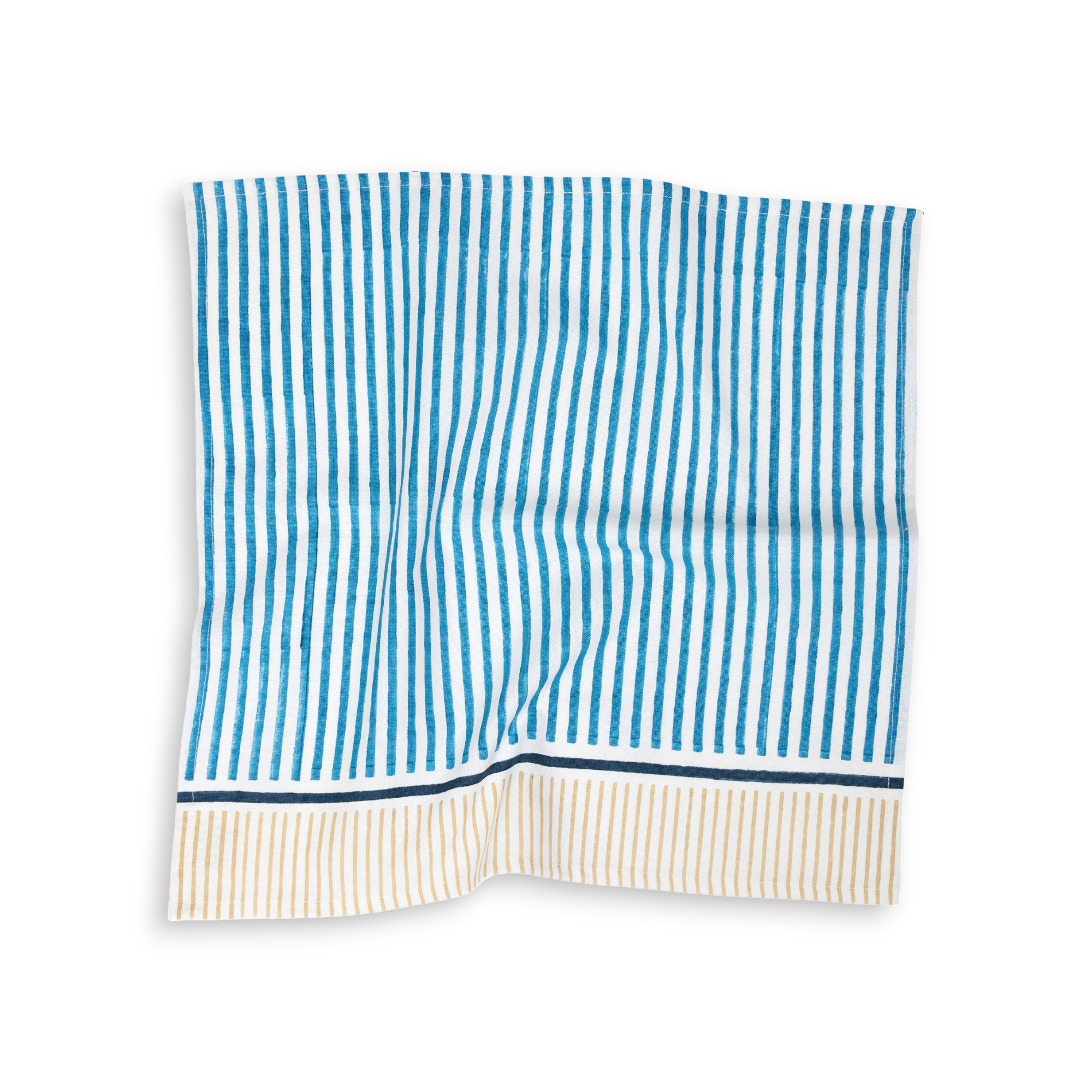 Harbor Stripe – Hand Block Printed Cotton Napkin (Set of 2) (18" x 18")