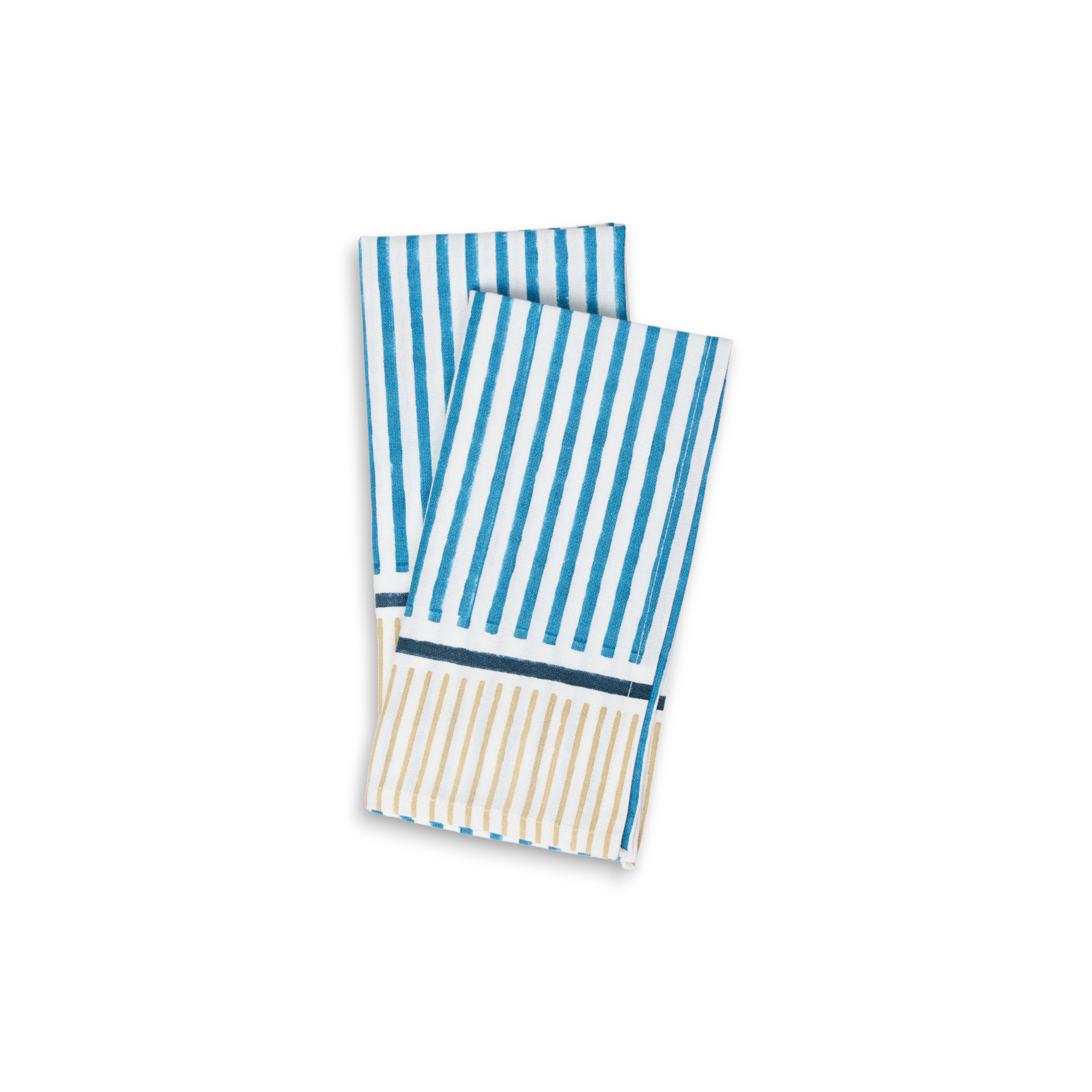 Harbor Stripe – Hand Block Printed Cotton Napkin (Set of 2) (18" x 18")