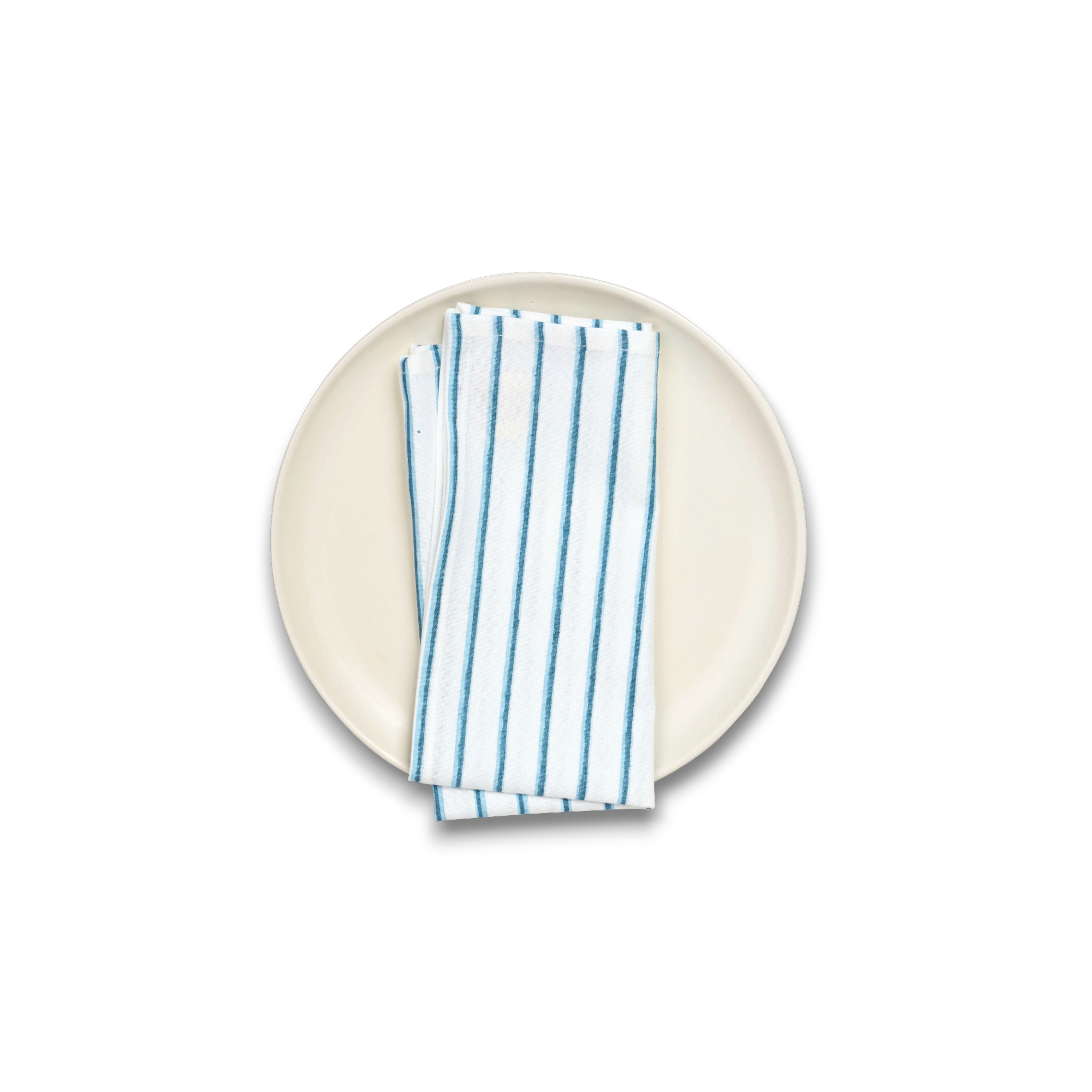 Coastal Lines - Hand Block Printed Cotton Napkin (Set of 2) (18" x 18")