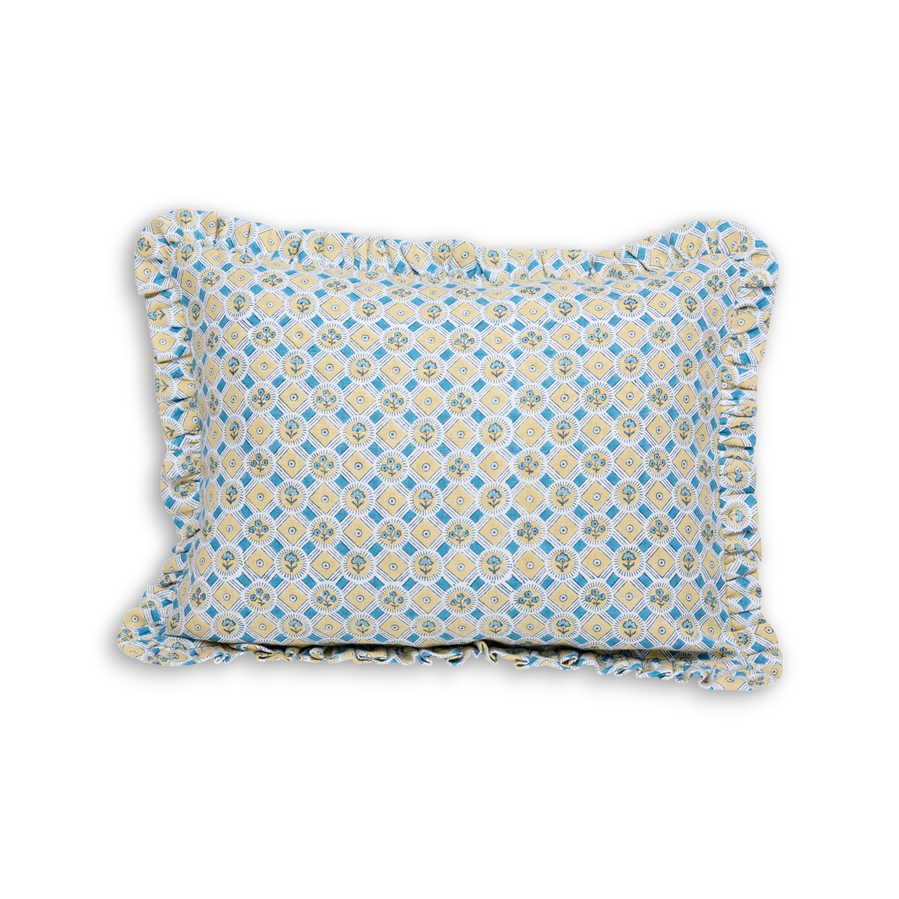 Saanjh Frill – Hand Block Printed Linen Pillow Cover (12" x 16")