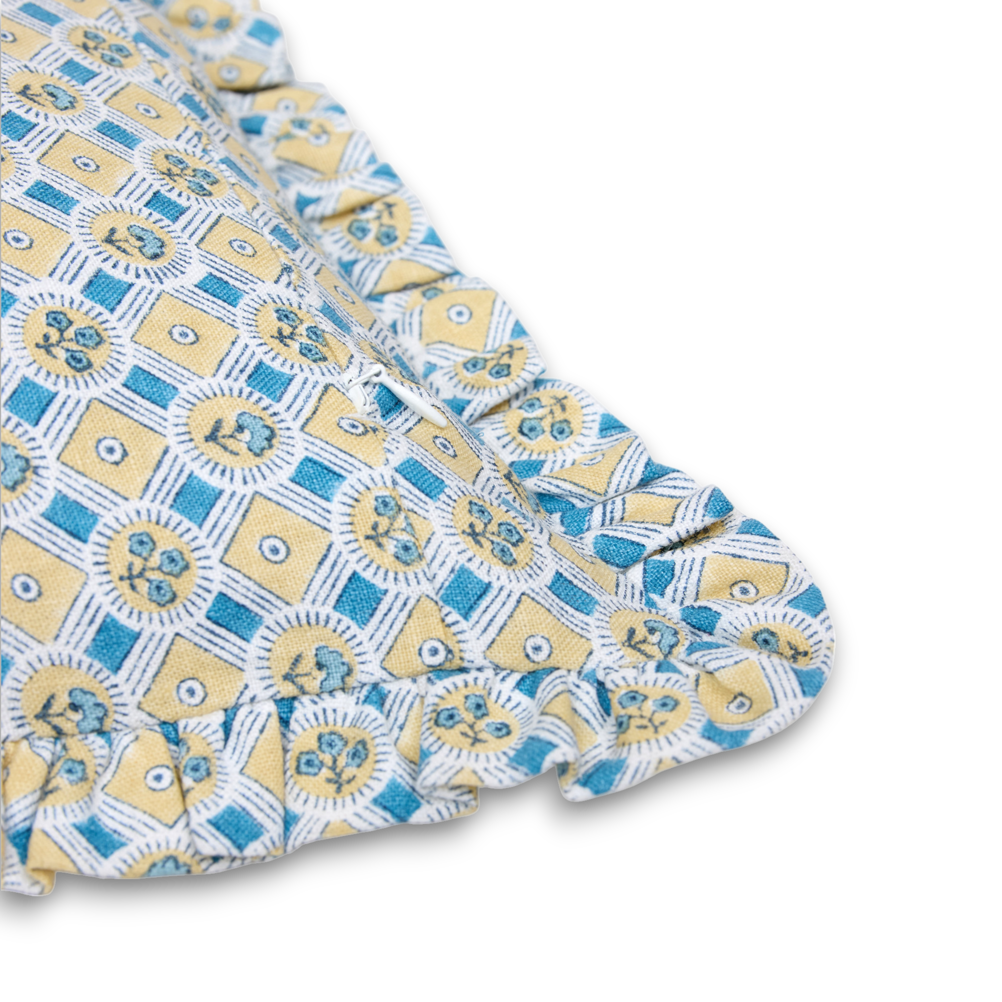 Saanjh Frill – Hand Block Printed Linen Pillow Cover (12" x 16")