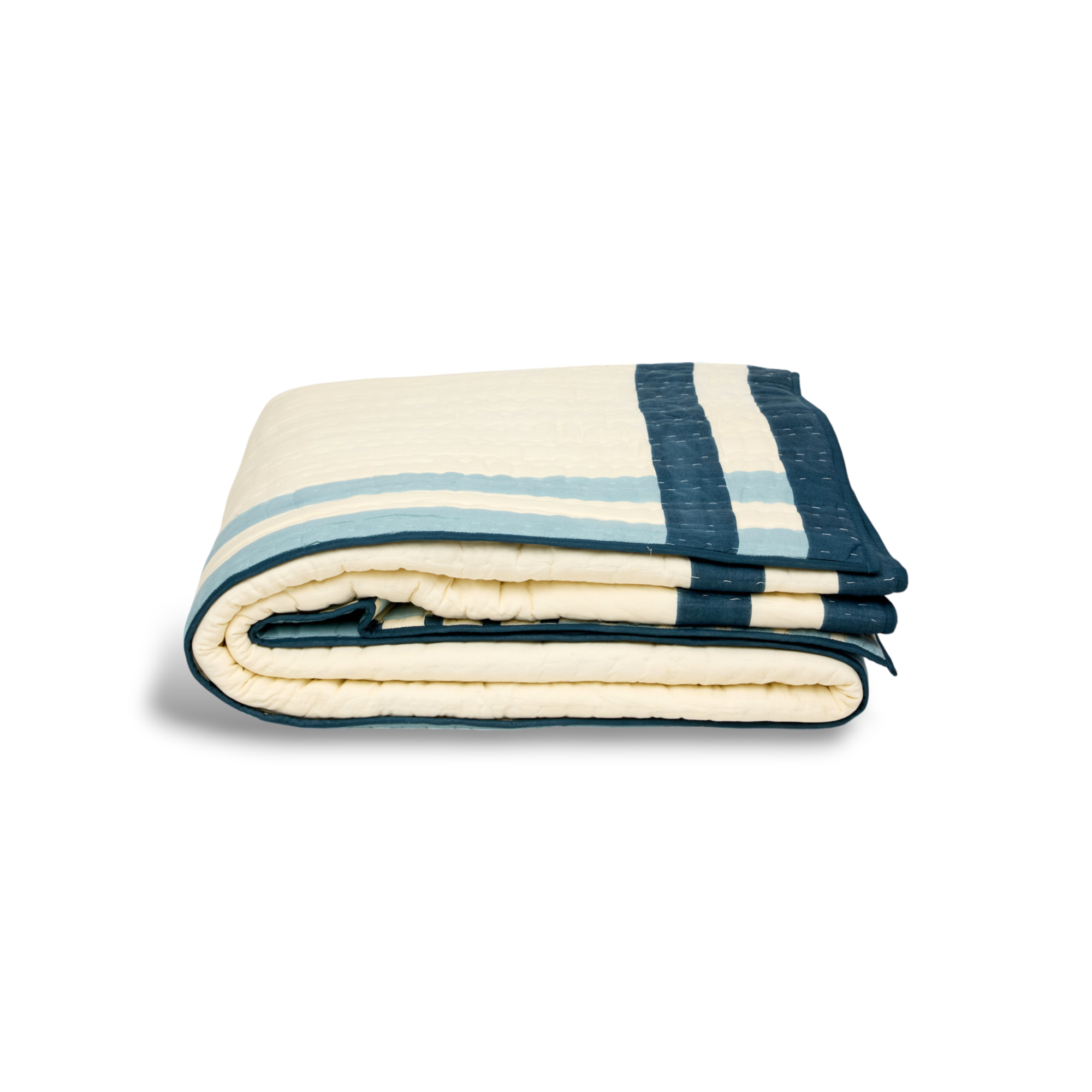 Nila Grid - Hand Block Printed Cotton Quilt (90" x 108")