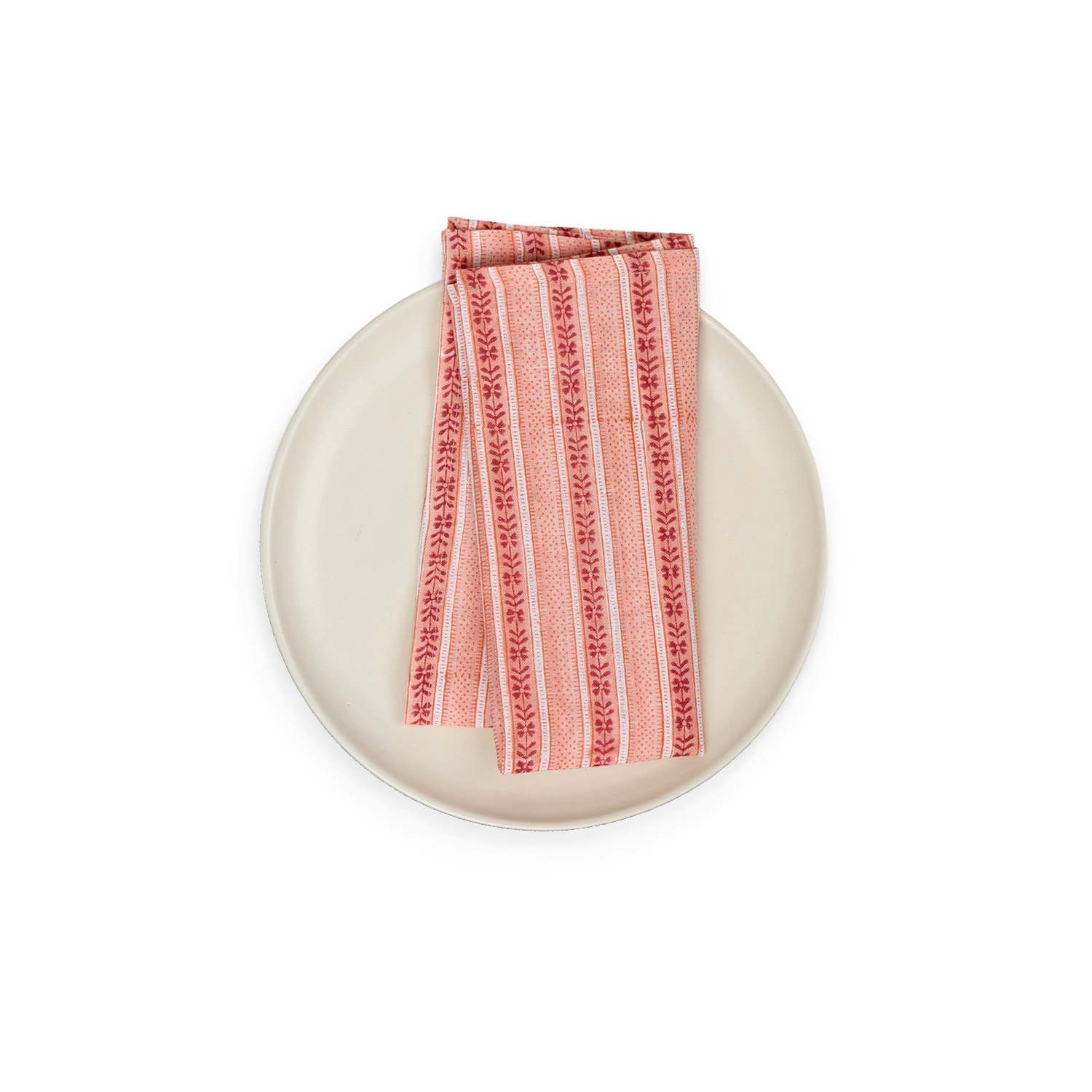 Blush Trail – Hand Block Printed Linen Napkin (Set of 2) (18" x 18")