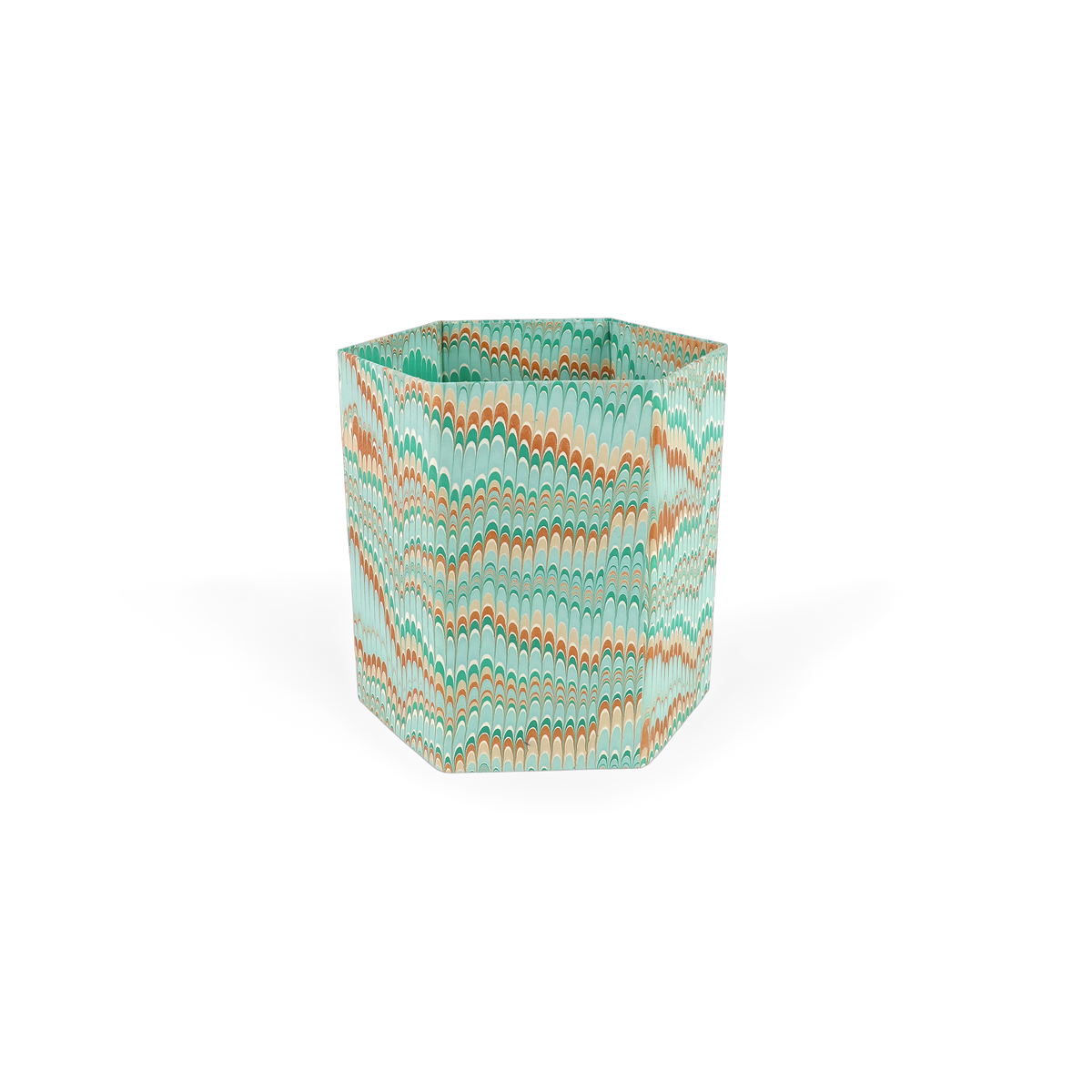 Celadon Green Mountain – Hand Marbled Collapsible Basket (9.5" x 9.5" x 10.5")