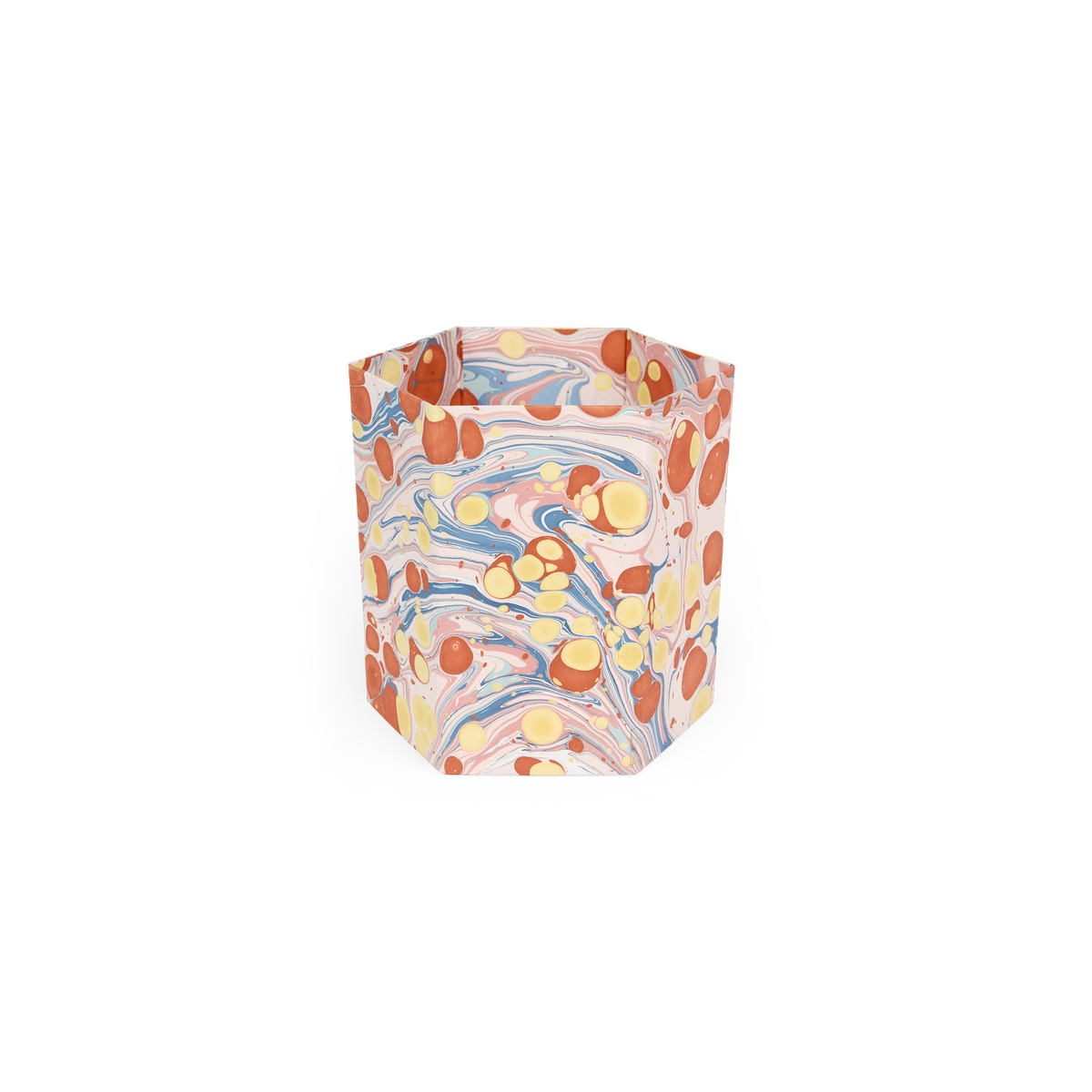 Sunset Stone – Hand Marbled Scalloped Basket (9.5" W x 9.5" D x 10.5" H.)
