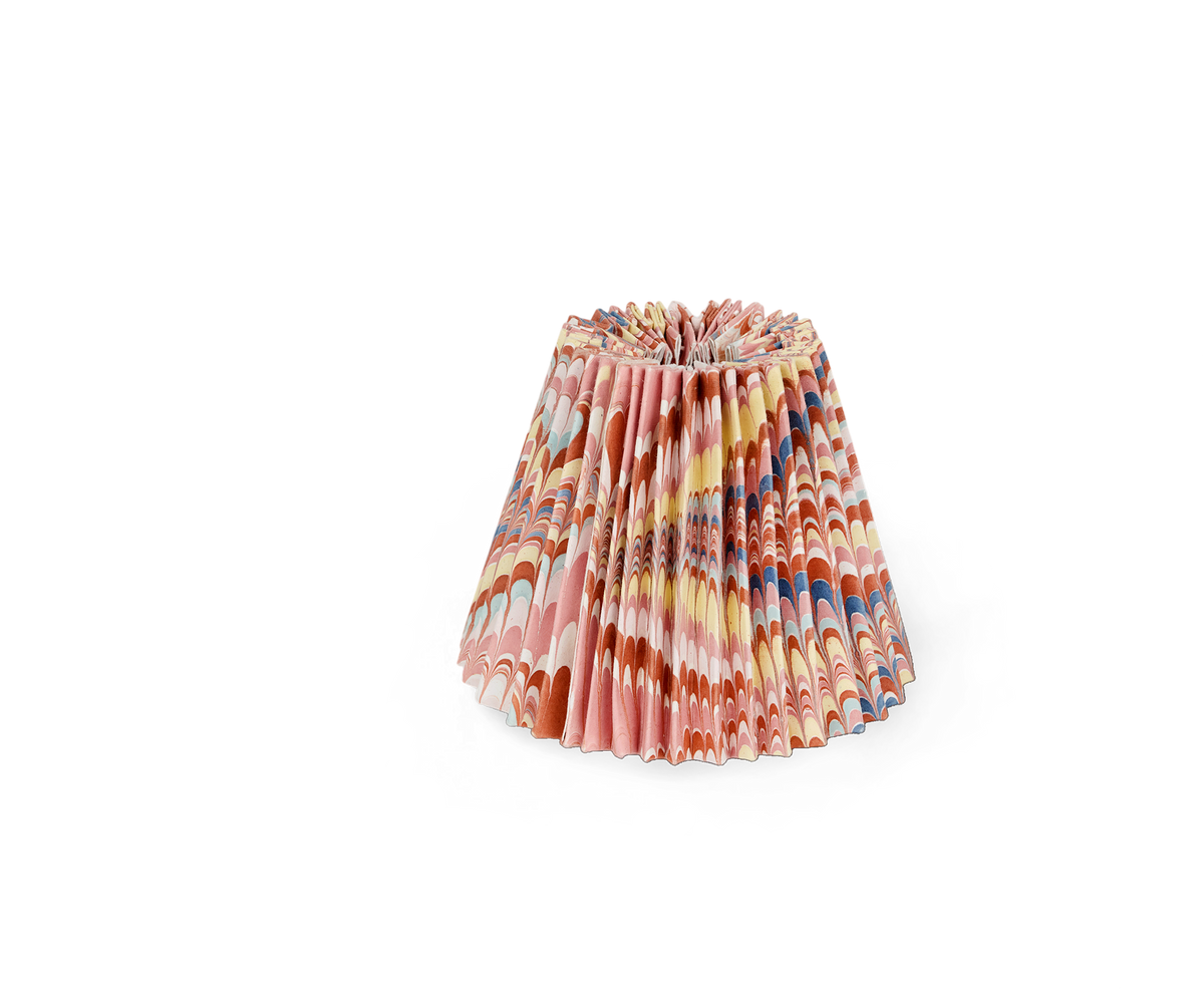 Sunset Wave – Hand Marbled Pleated Lampshade (5.5” H x 6.75” W x 3.5” Ø | 100% Recycled Cotton Paper)