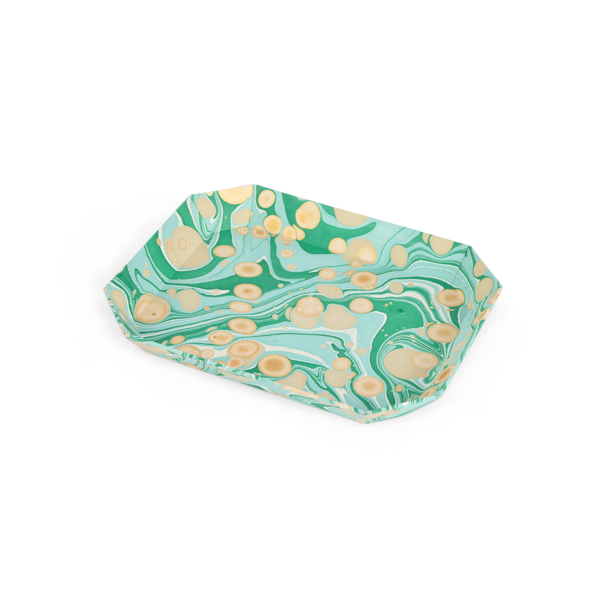 Celadon Green Pebble – Hand Marbled Octagon Tray Set (Set of 2) (Large: 9" x 11" x 1.5")
