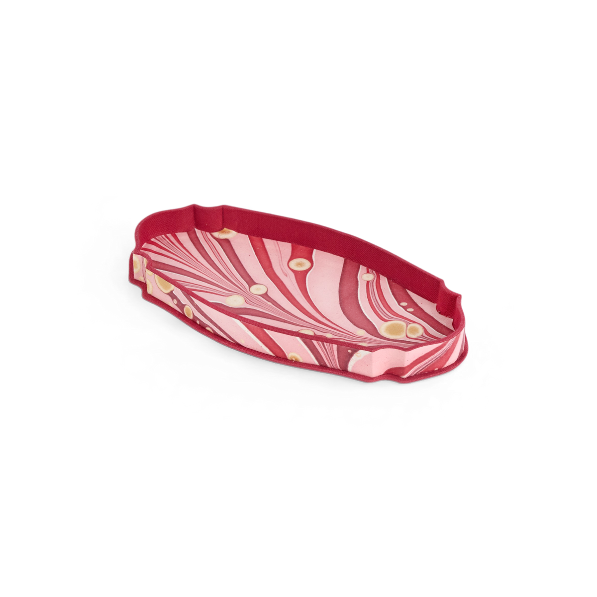 Garnet Red Fire Whirl – Hand Marbled Victorian Desk Tray (9.25" x 4.75" x 1")