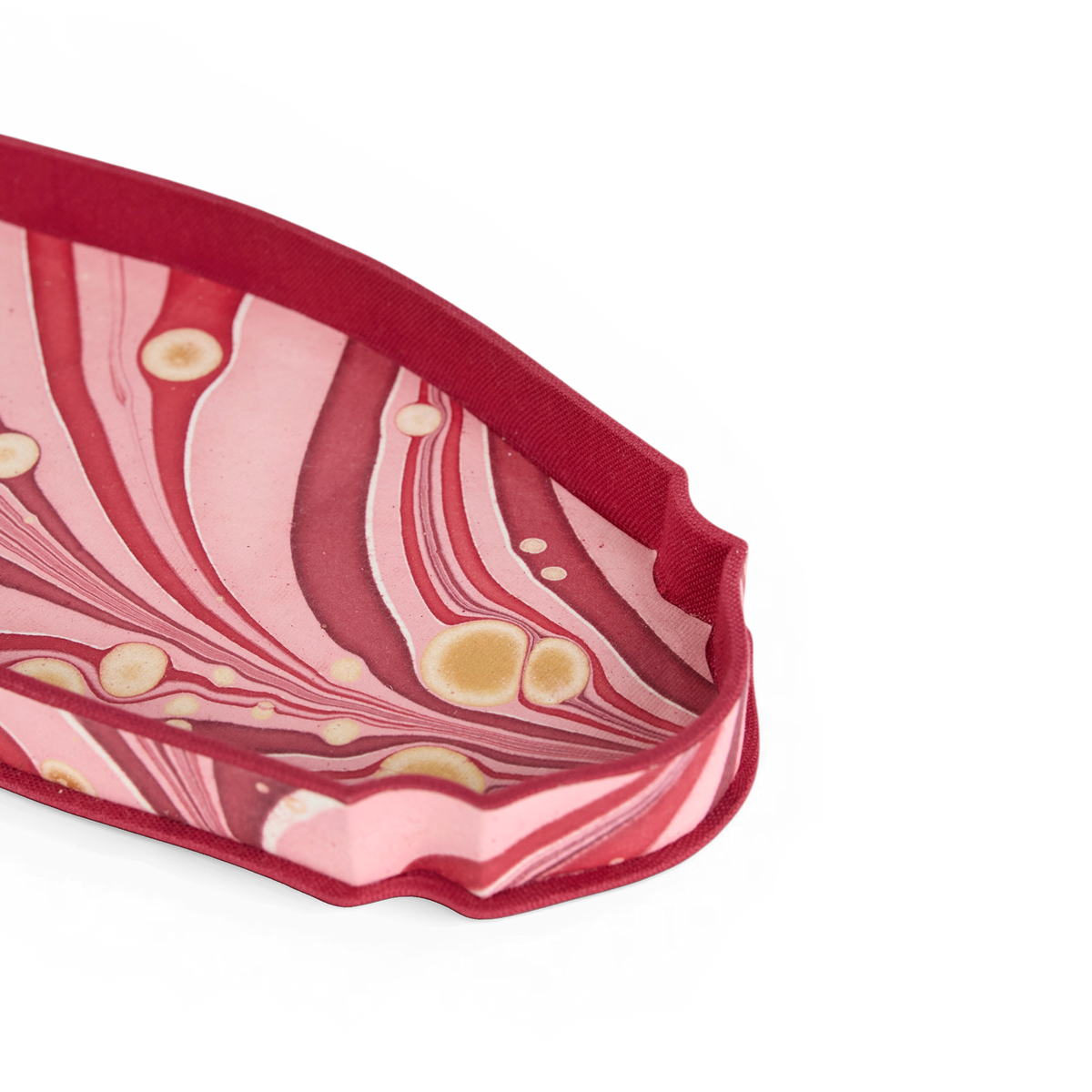 Garnet Red Fire Whirl – Hand Marbled Victorian Desk Tray (9.25" x 4.75" x 1")
