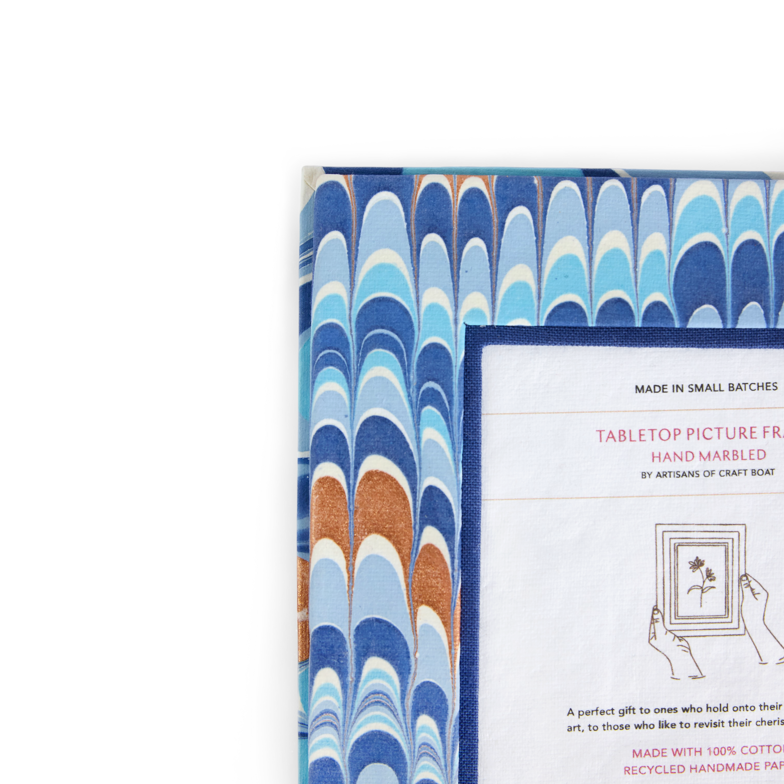 Harbor Blue Mountain – Hand Marbled Tabletop Picture Frame (7.25" x 5.75", fits 6" x 4" photo)
