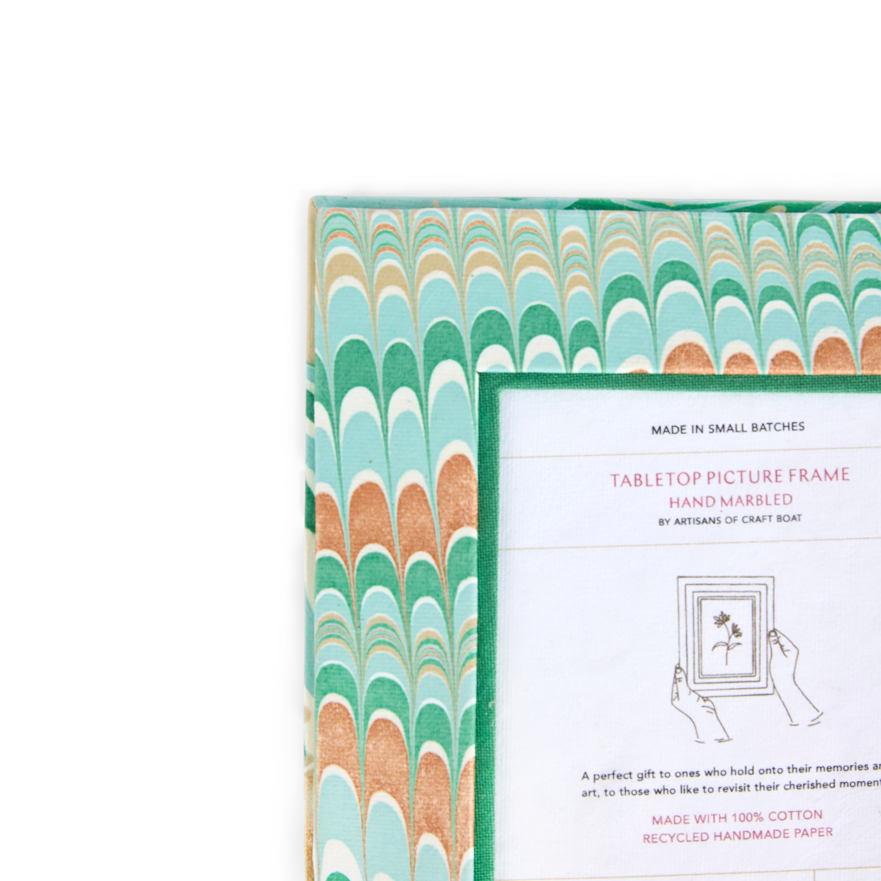 Celadon Green Mountain  – Hand Marbled Tabletop Picture Frame (7.25" x 5.75", fits 6" x 4" photo)