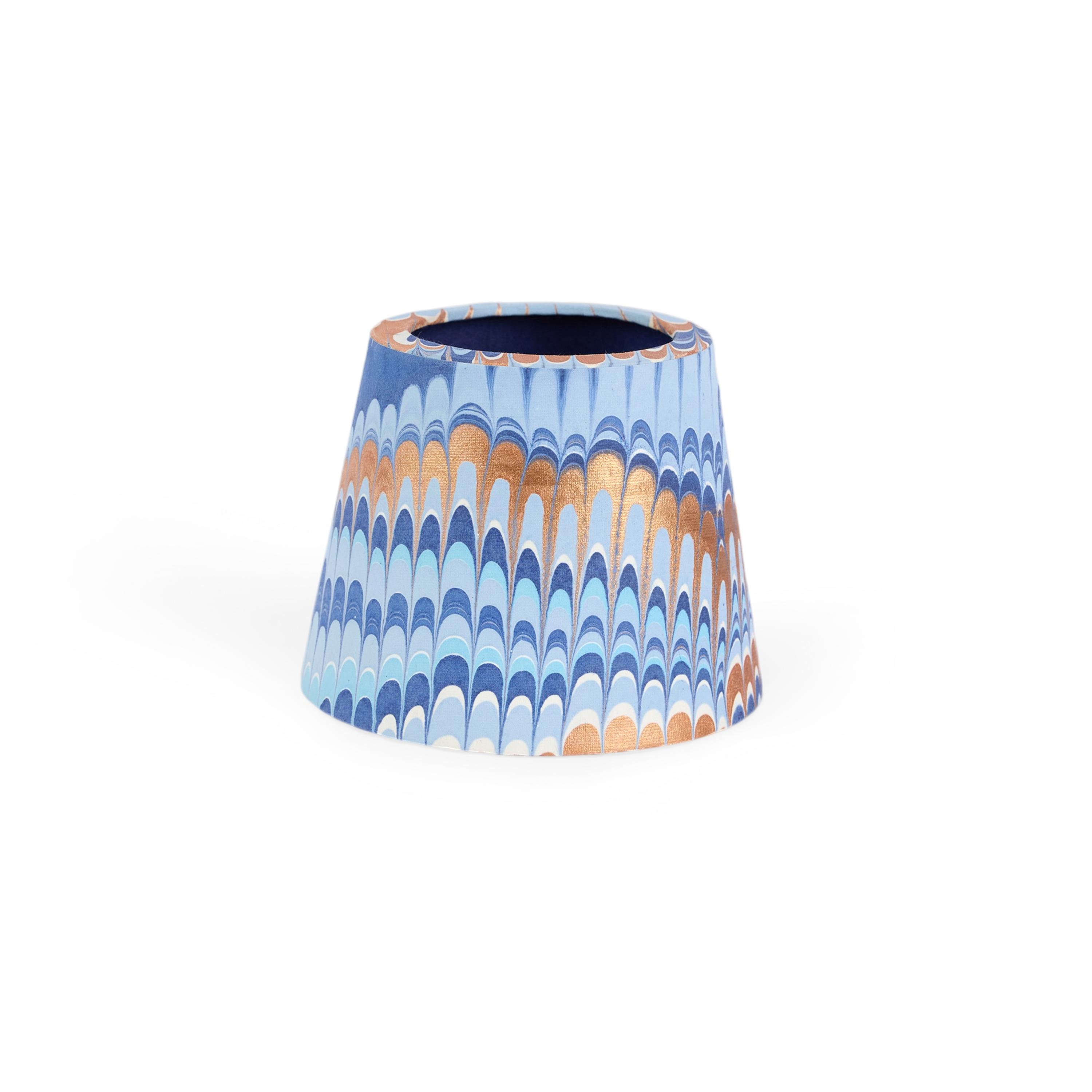 Harbor Blue Mountain – Hand Marbled Lampshade Cover (3.75" H x 4.5" W x 3.5" Ø | 100% Recycled Cotton Handmade Paper)