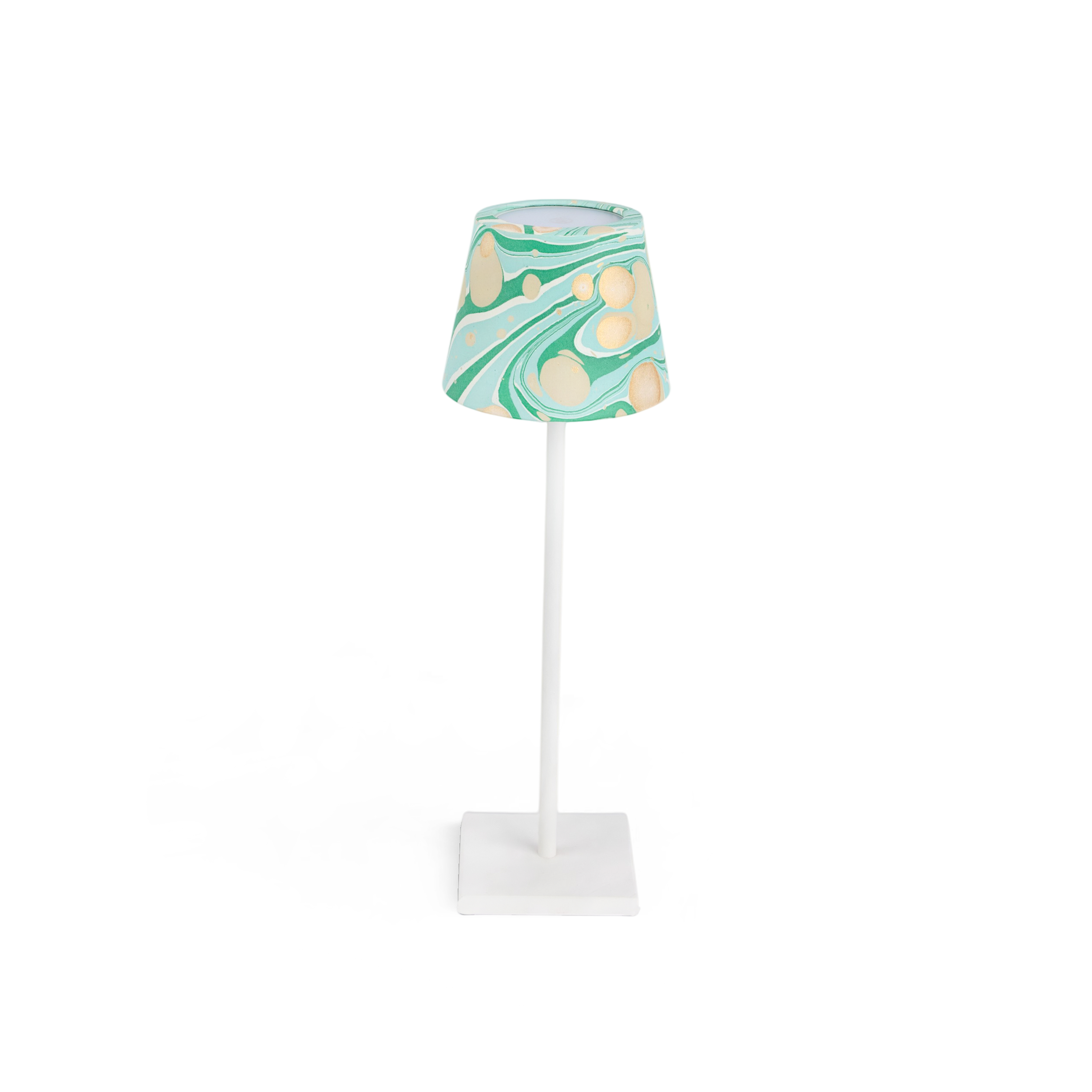 Celadon Green Fire Whirl – Hand Marbled Lampshade Cover (3.75" H x 4.5" W x 3.5" Ø | 100% Recycled Cotton Handmade Paper)