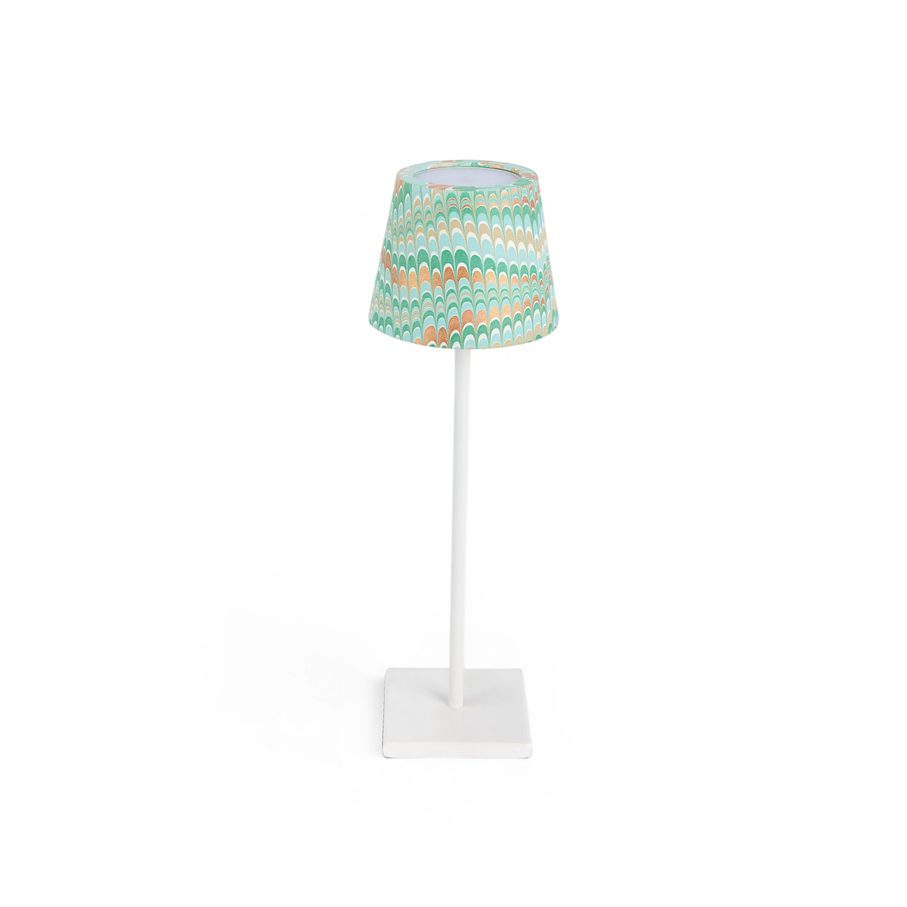 Celadon Green Mountain – Hand Marbled Lampshade Cover (3.75" H x 4.5" W x 3.5" Ø | 100% Recycled Cotton Handmade Paper)