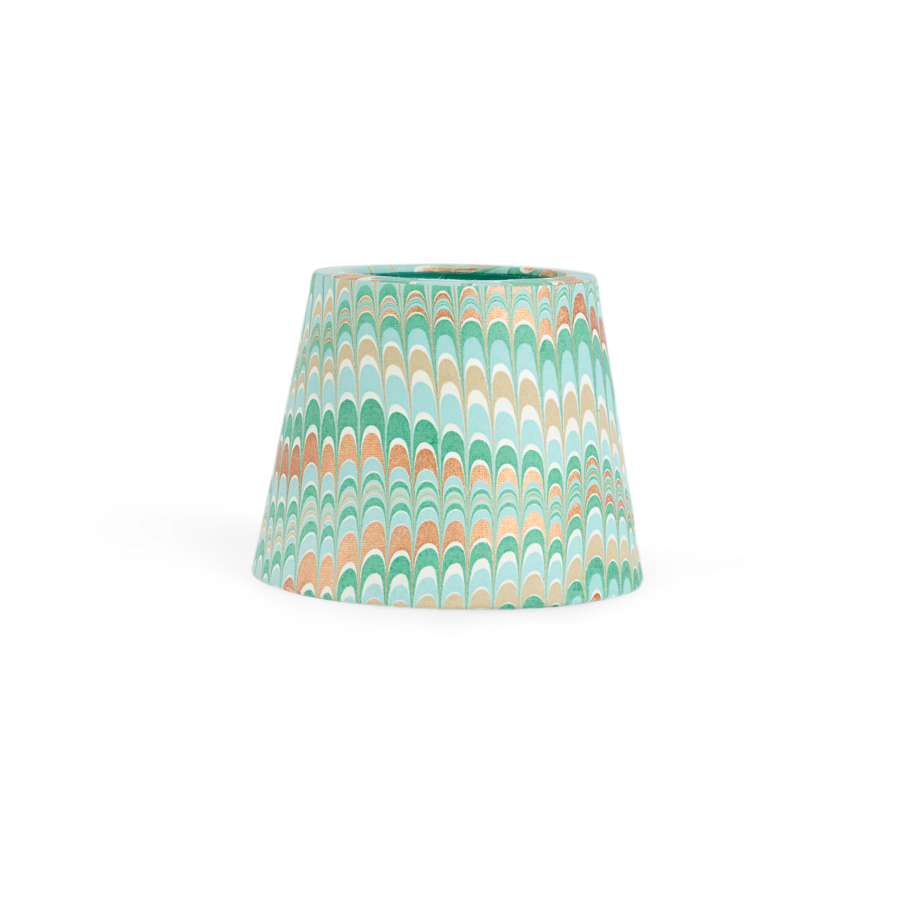 Celadon Green Mountain – Hand Marbled Lampshade Cover (3.75" H x 4.5" W x 3.5" Ø | 100% Recycled Cotton Handmade Paper)