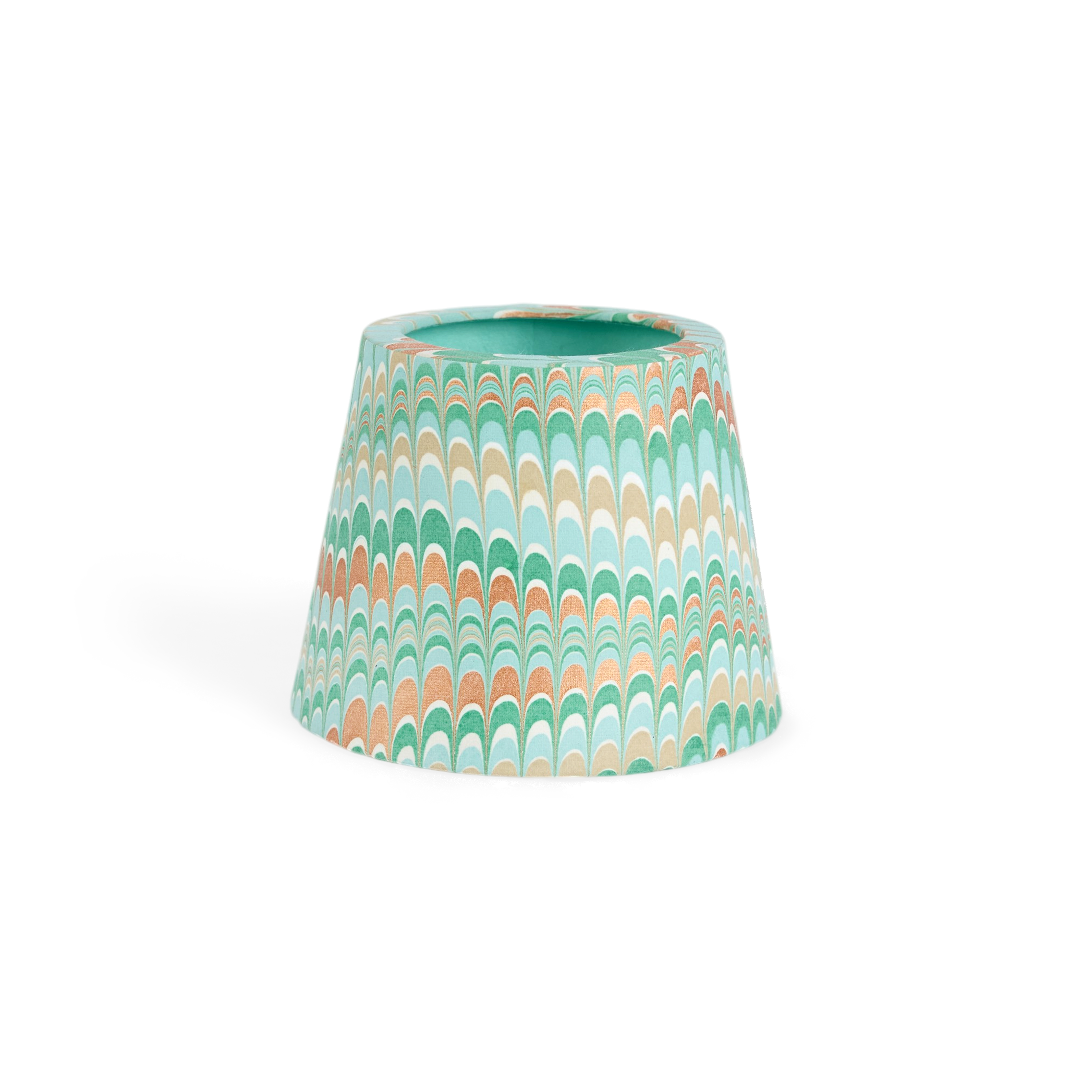 Celadon Green Mountain – Hand Marbled Lampshade Cover (3.75" H x 4.5" W x 3.5" Ø | 100% Recycled Cotton Handmade Paper)