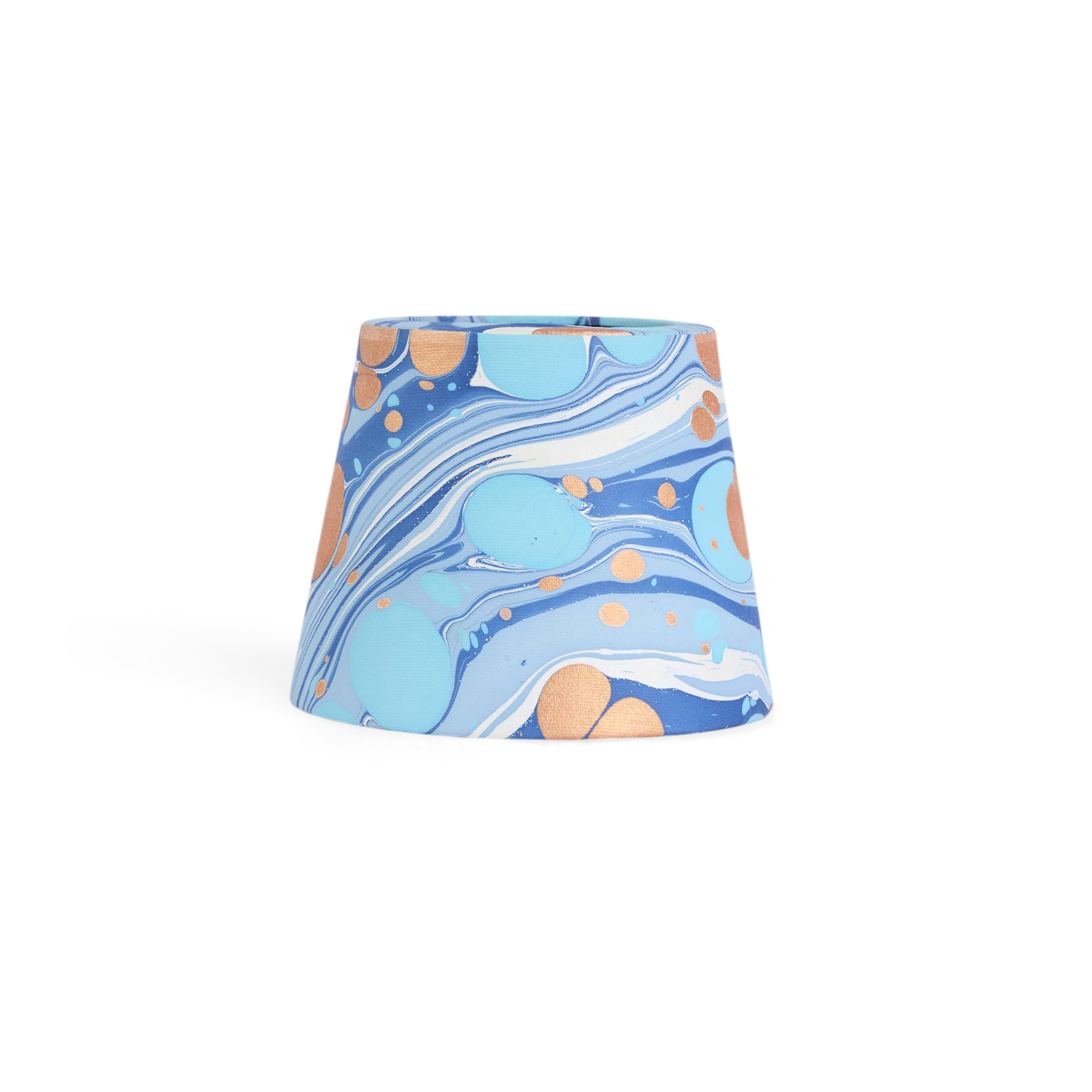 Harbor Blue Fire Whirl – Hand Marbled Lampshade Cover (3.75" H x 4.5" W x 3.5" Ø | 100% Recycled Cotton Handmade Paper)