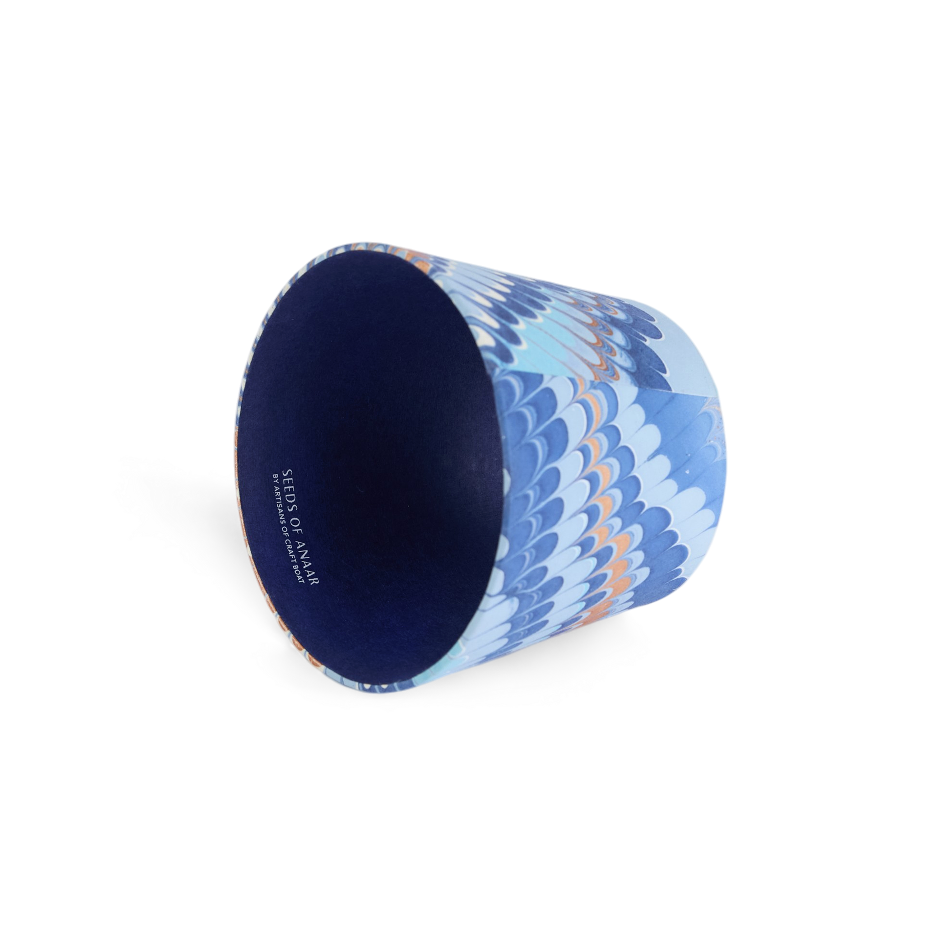 Harbor Blue Mountain – Hand Marbled Lampshade Cover (3.75" H x 4.5" W x 3.5" Ø | 100% Recycled Cotton Handmade Paper)