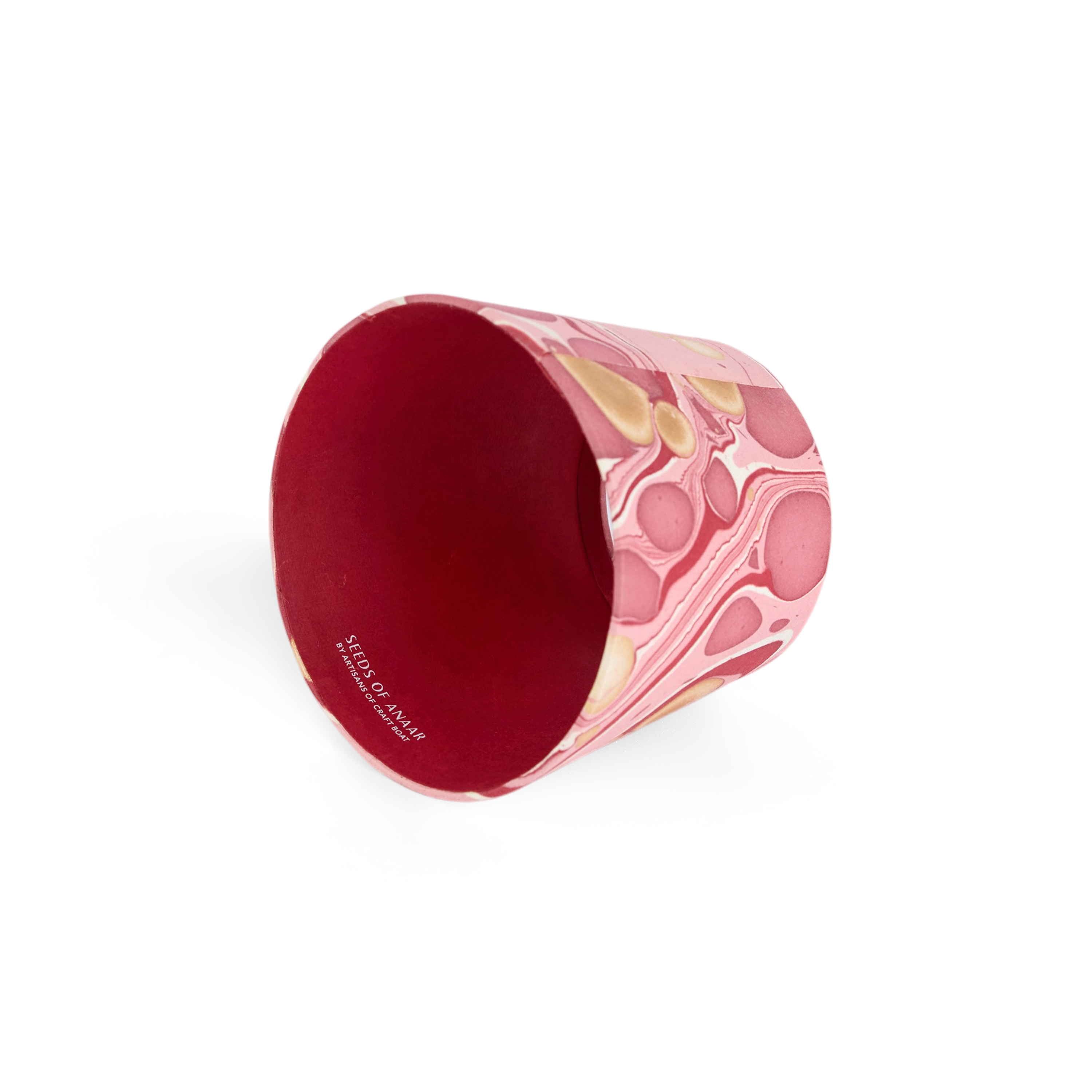 Garnet Red Fire Whirl – Hand Marbled Lampshade Cover (3.75" H x 4.5" W x 3.5" Ø | 100% Recycled Cotton Handmade Paper)