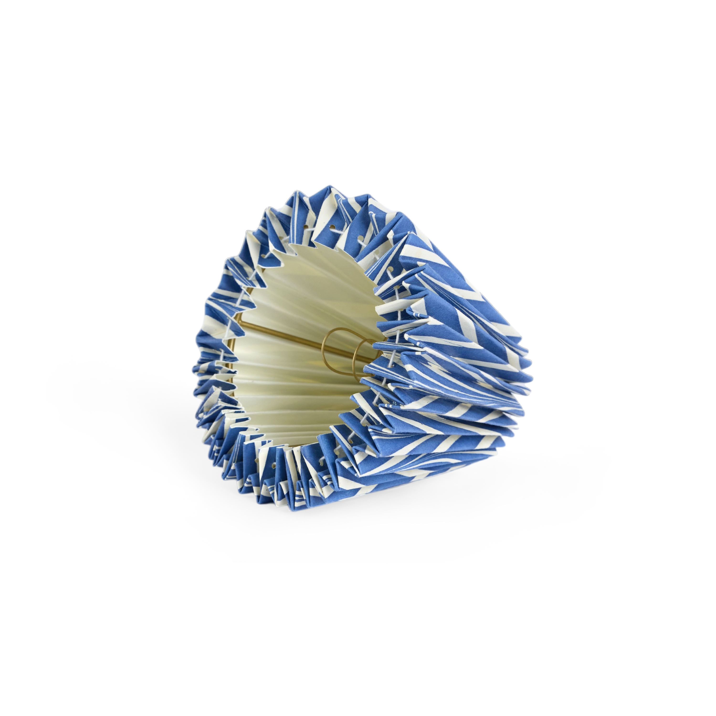 Harbor Blue Banyan – Hand Marbled Pleated Lampshade ( 5.5” H X 6.75” W x 3.5 Ø | 100% Recycled Cotton Paper)