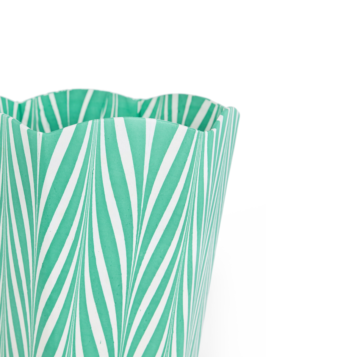 Celadon Green Banyan – Hand Marbled Scalloped Basket (9.5" W x 9.5" D x 12" H)