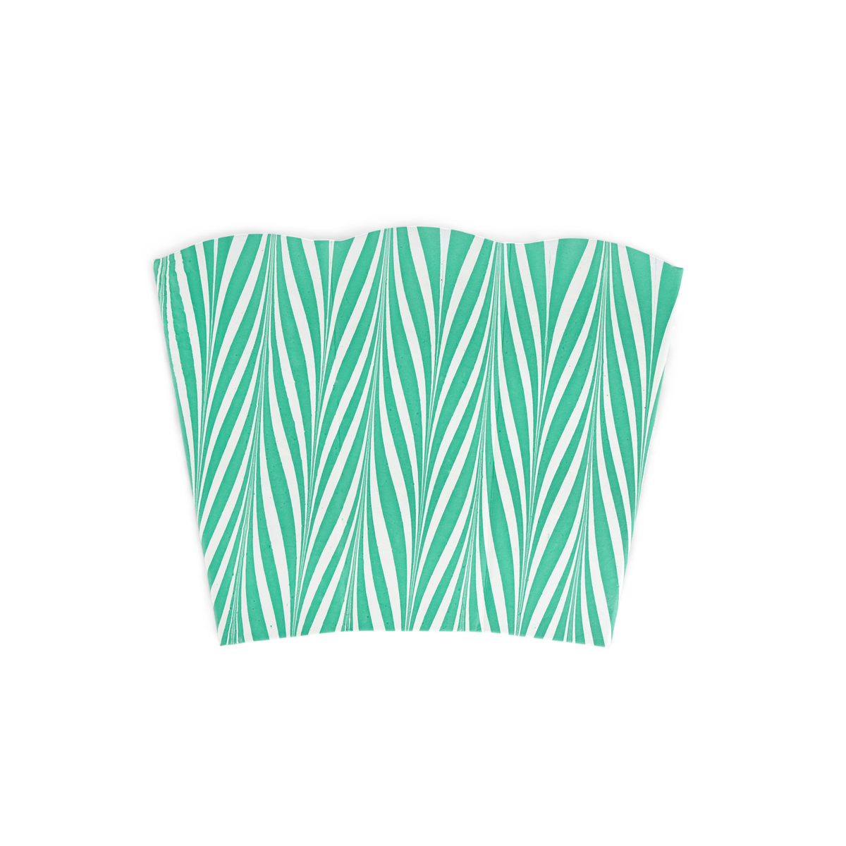 Celadon Green Banyan – Hand Marbled Scalloped Basket (9.5" W x 9.5" D x 12" H)