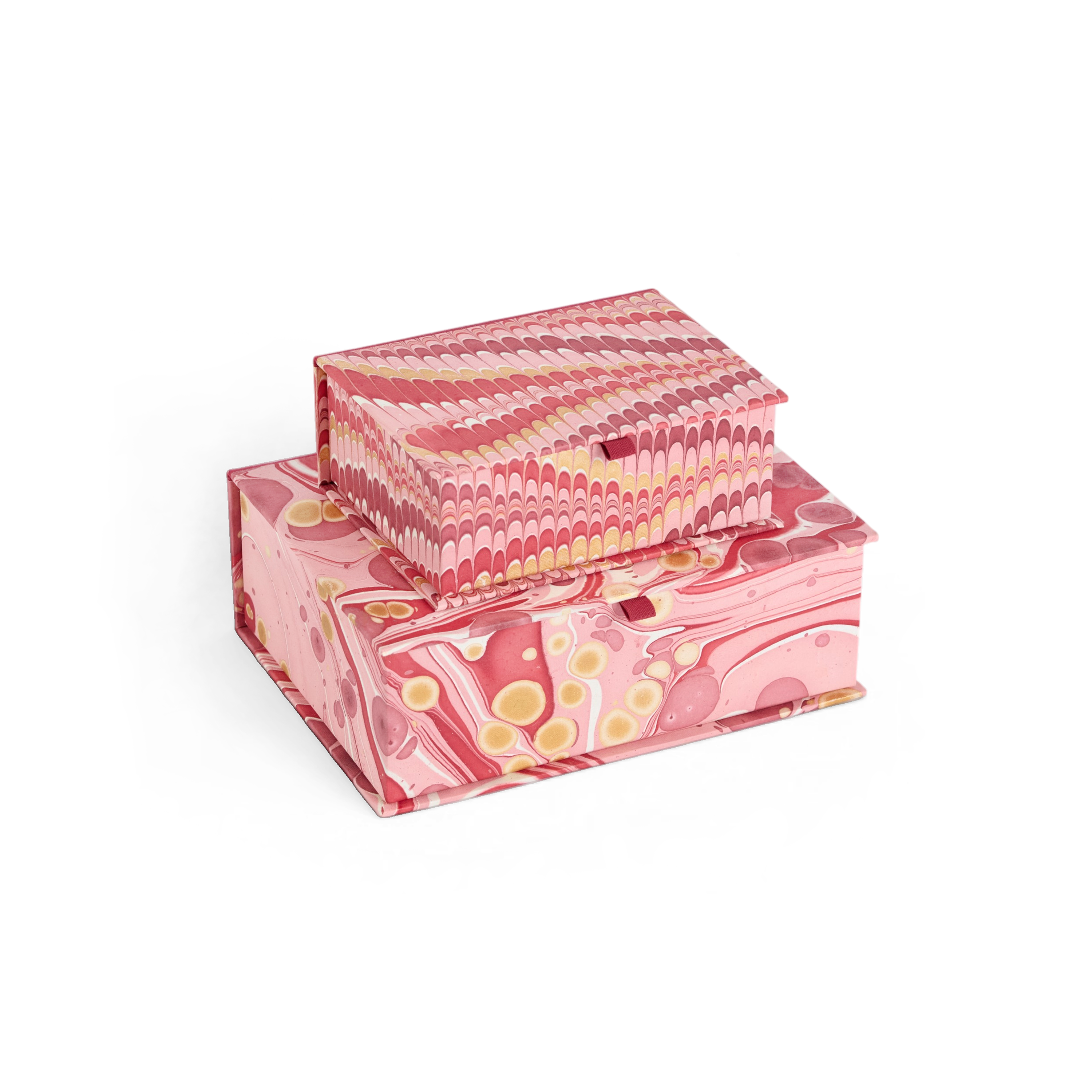 Garnet Red Pebble – Hand Marbled Keepsake Box (9.5" x 7" x 3.5" | 100% Recycled Cotton Paper)