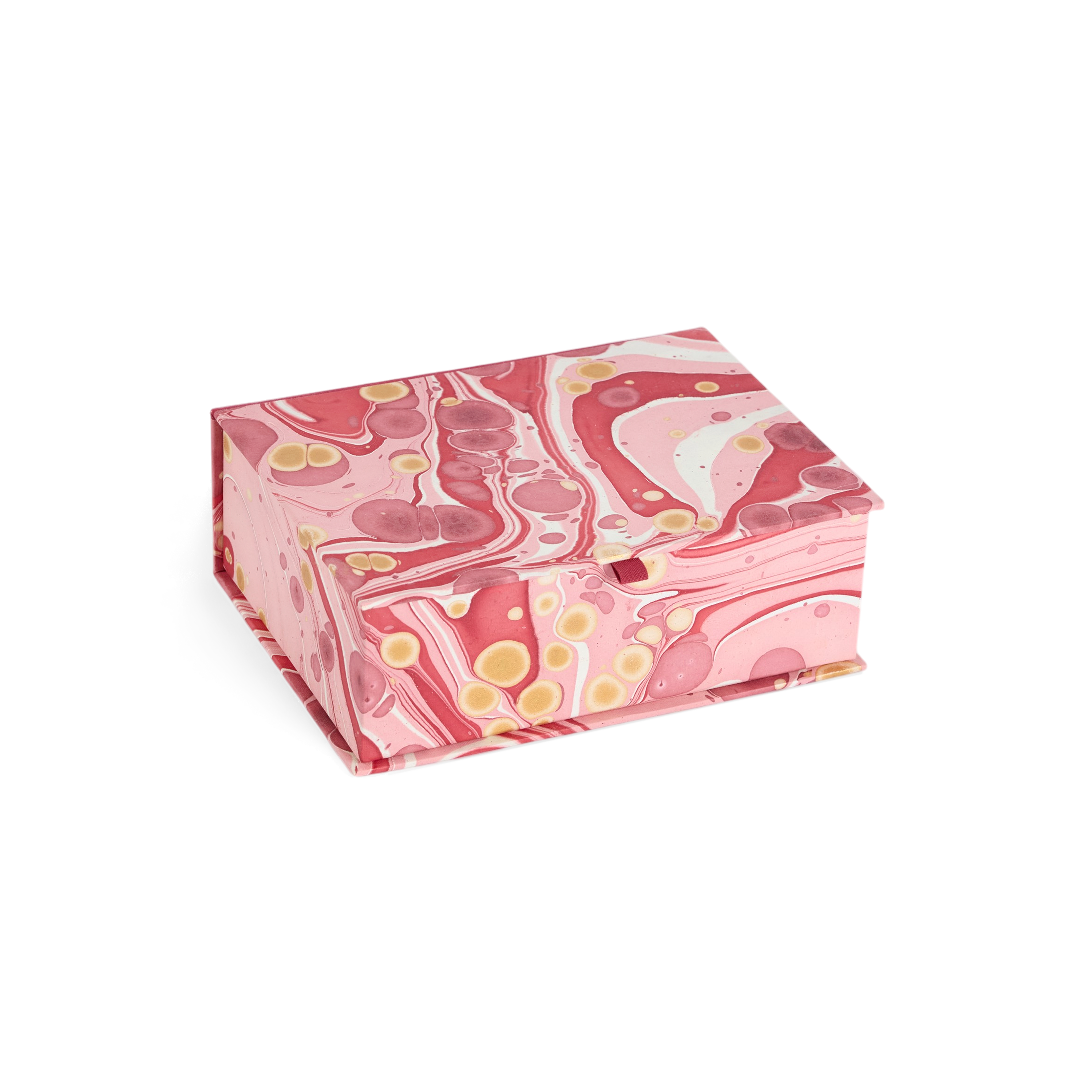 Garnet Red Pebble – Hand Marbled Keepsake Box (9.5" x 7" x 3.5" | 100% Recycled Cotton Paper)